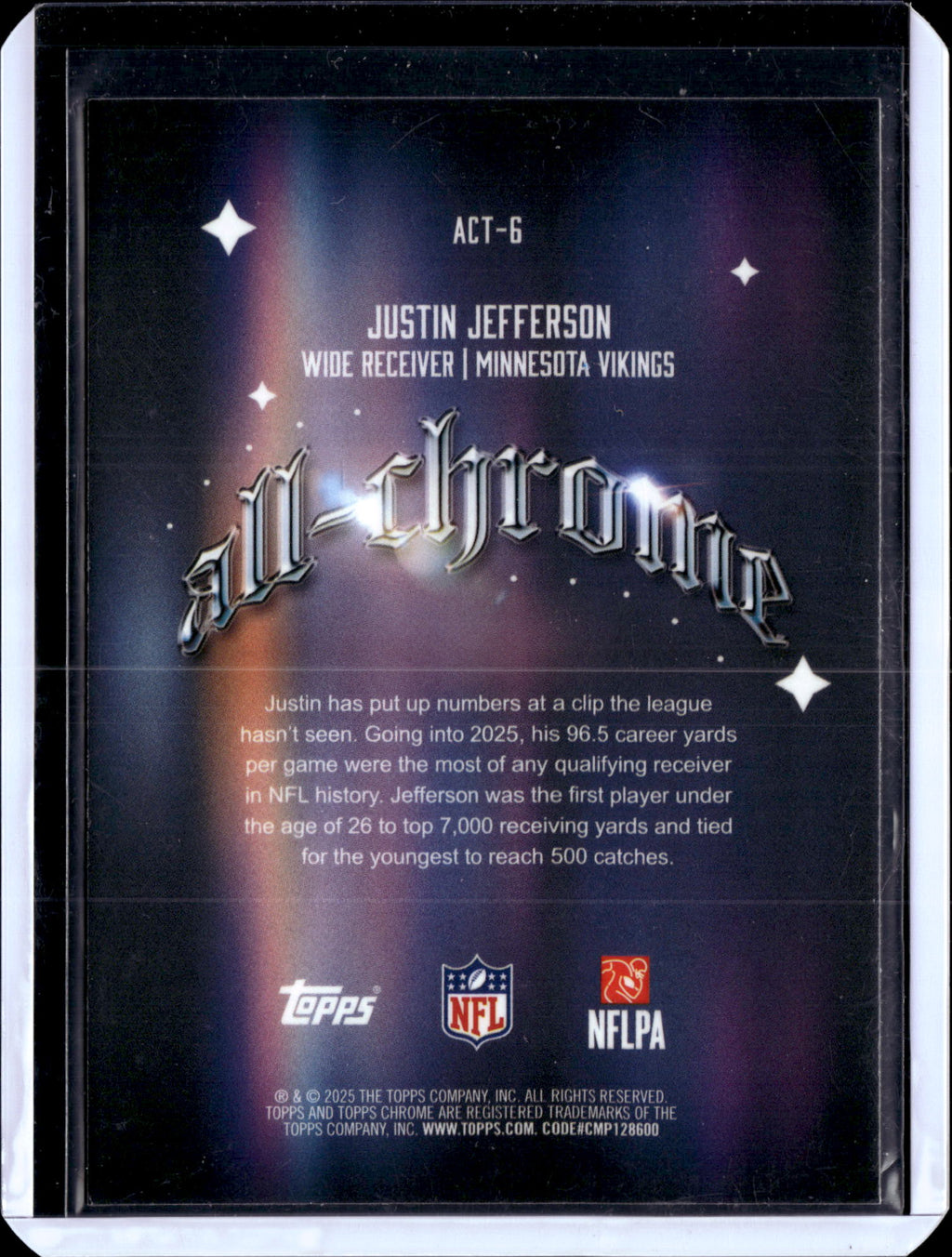 2025 Topps Chrome Football Justin Jefferson #ACT-6