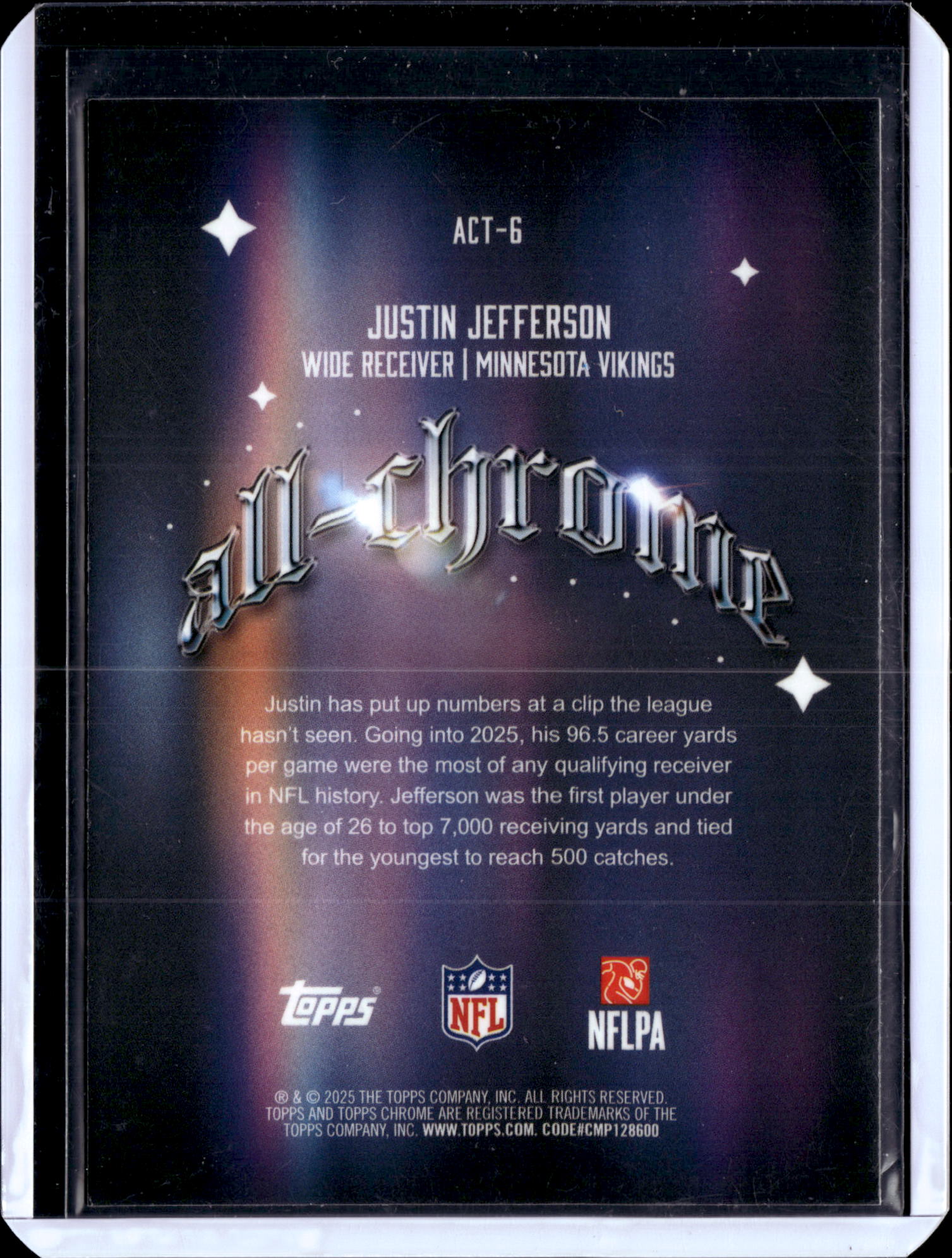 2025 Topps Chrome Football Justin Jefferson #ACT-6