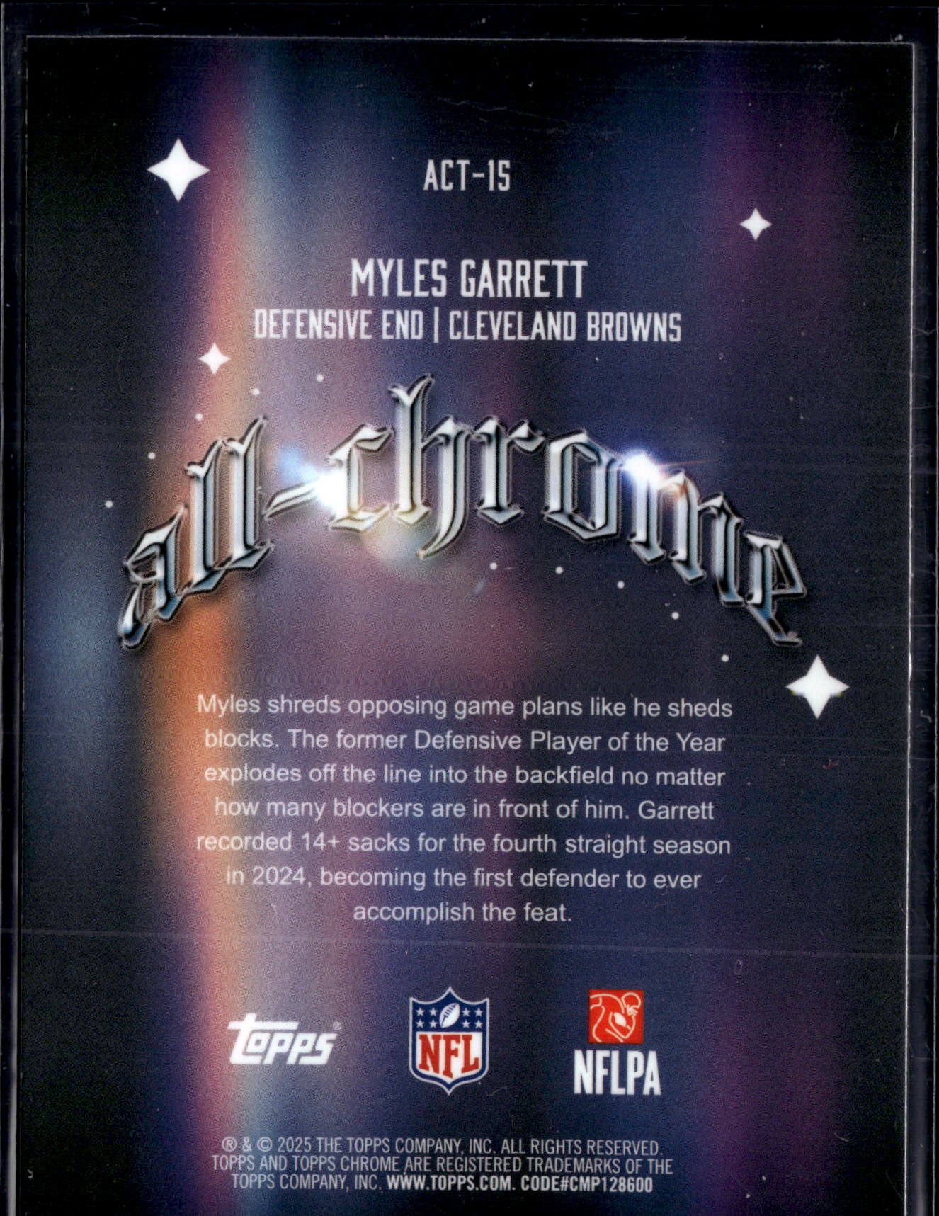 2025 Topps Chrome Football Myles Garrett #ACT-15