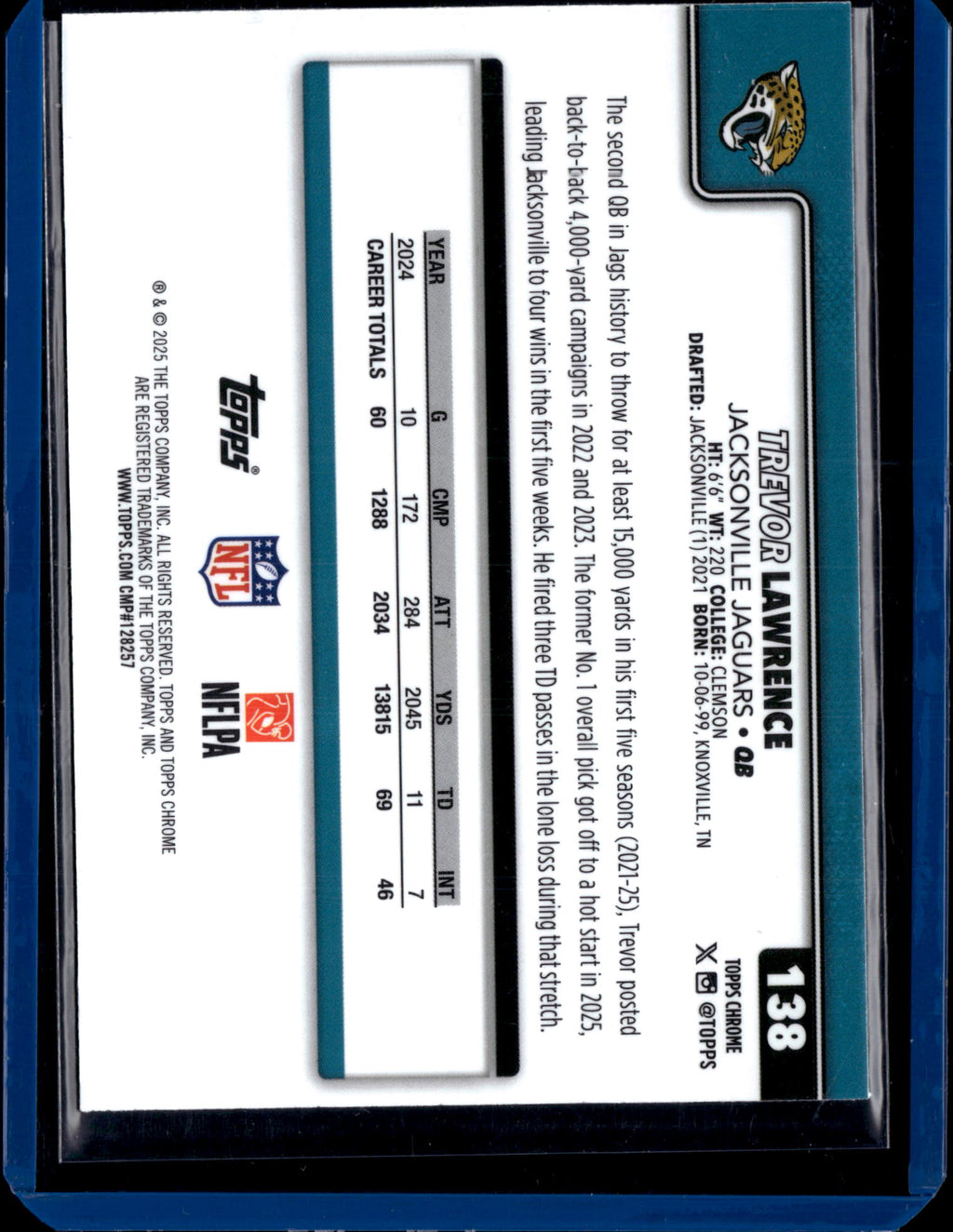 2025 Topps Chrome Football Trevor Lawrence #138