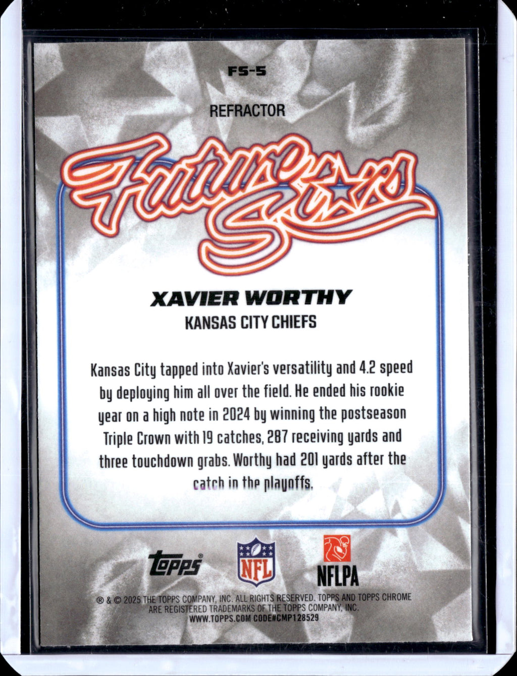 2025 Topps Chrome Football Xavier Worthy #FS-5 Refractor