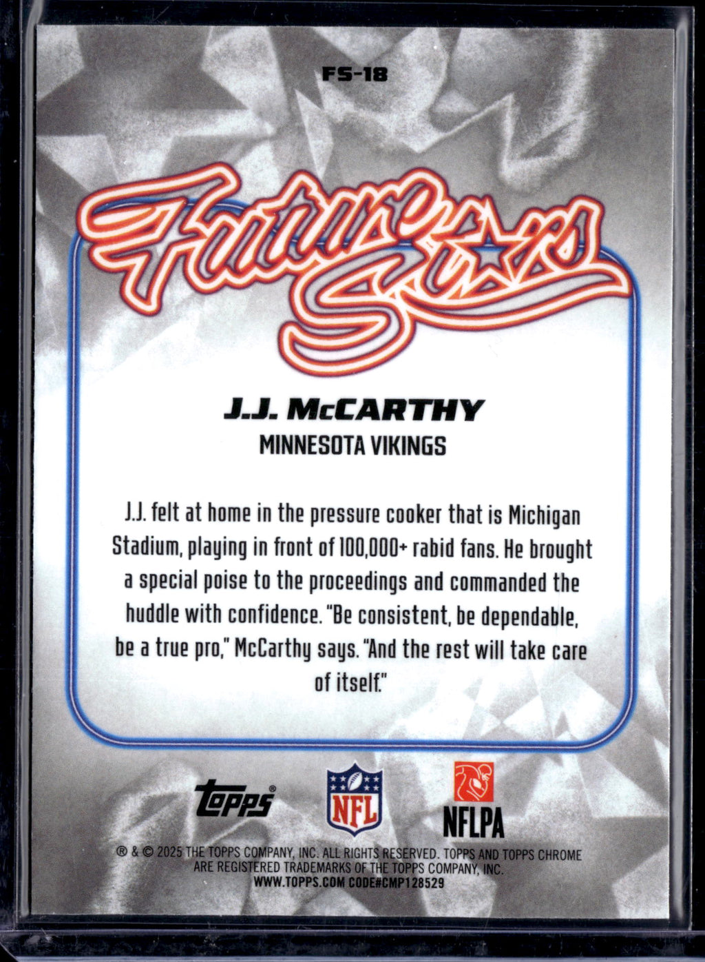 2025 Topps Chrome Football J.J. McCarthy #FS-18