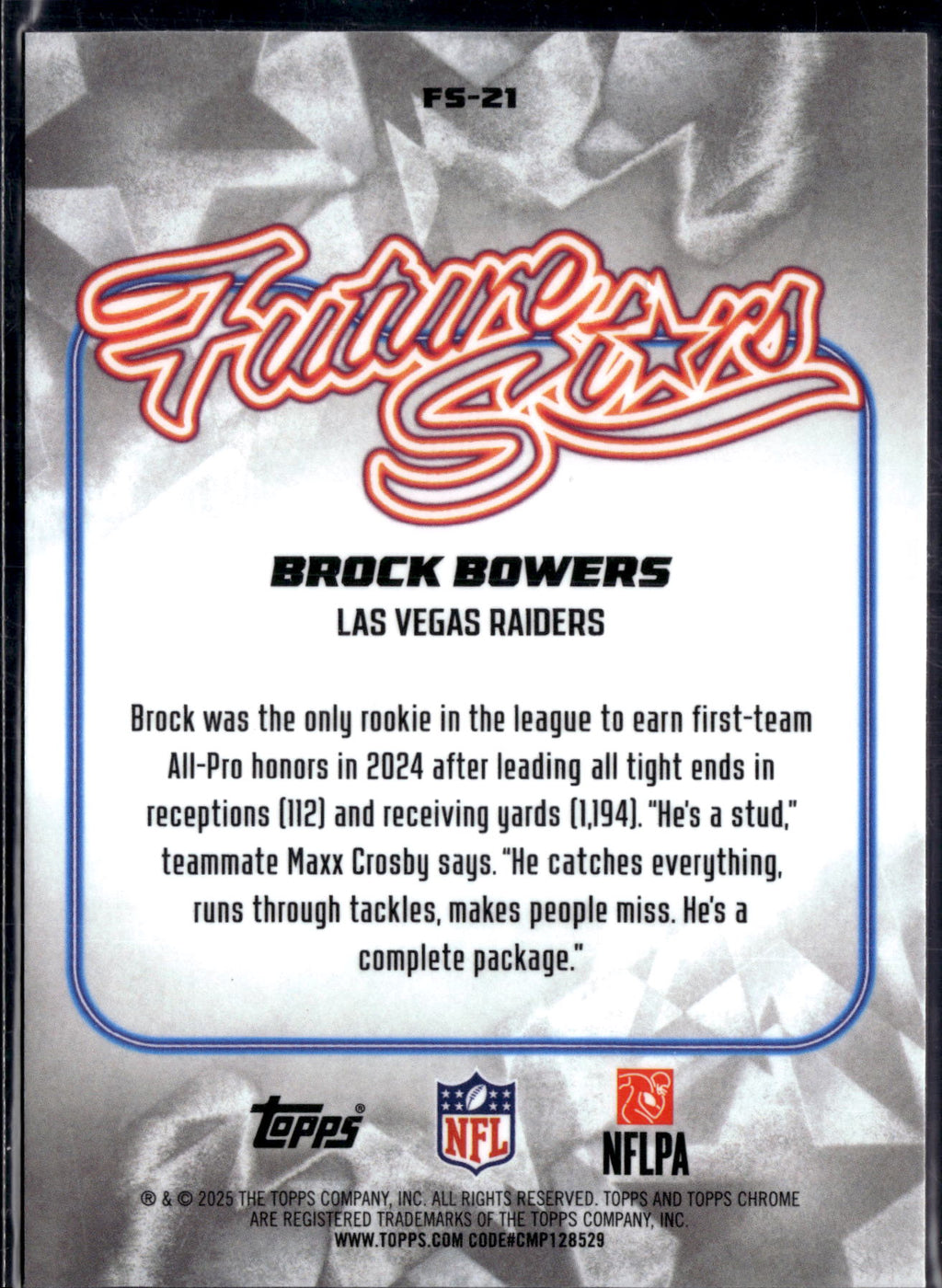 2025 Topps Chrome Football Brock Bowers #FS-21