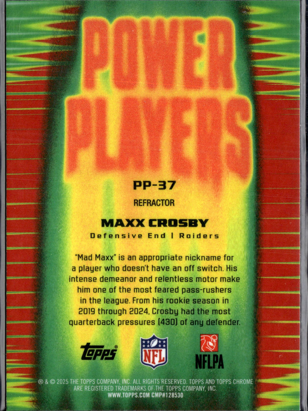 2025 Topps Chrome Football Maxx Crosby #PP-37 Refractor