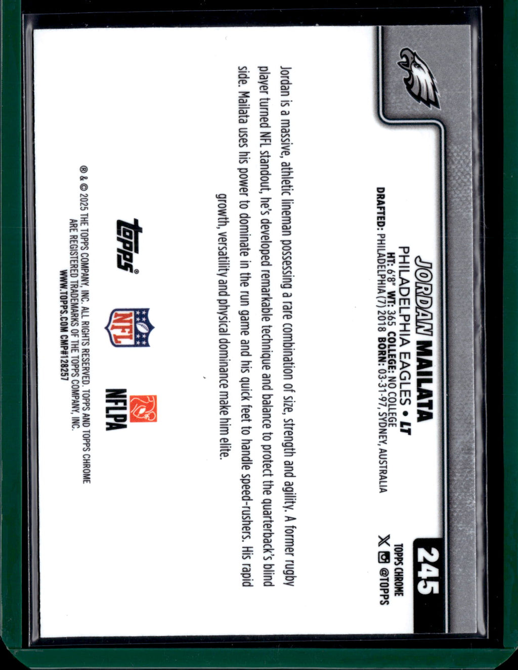2025 Topps Chrome Football Jordan Mailata #245