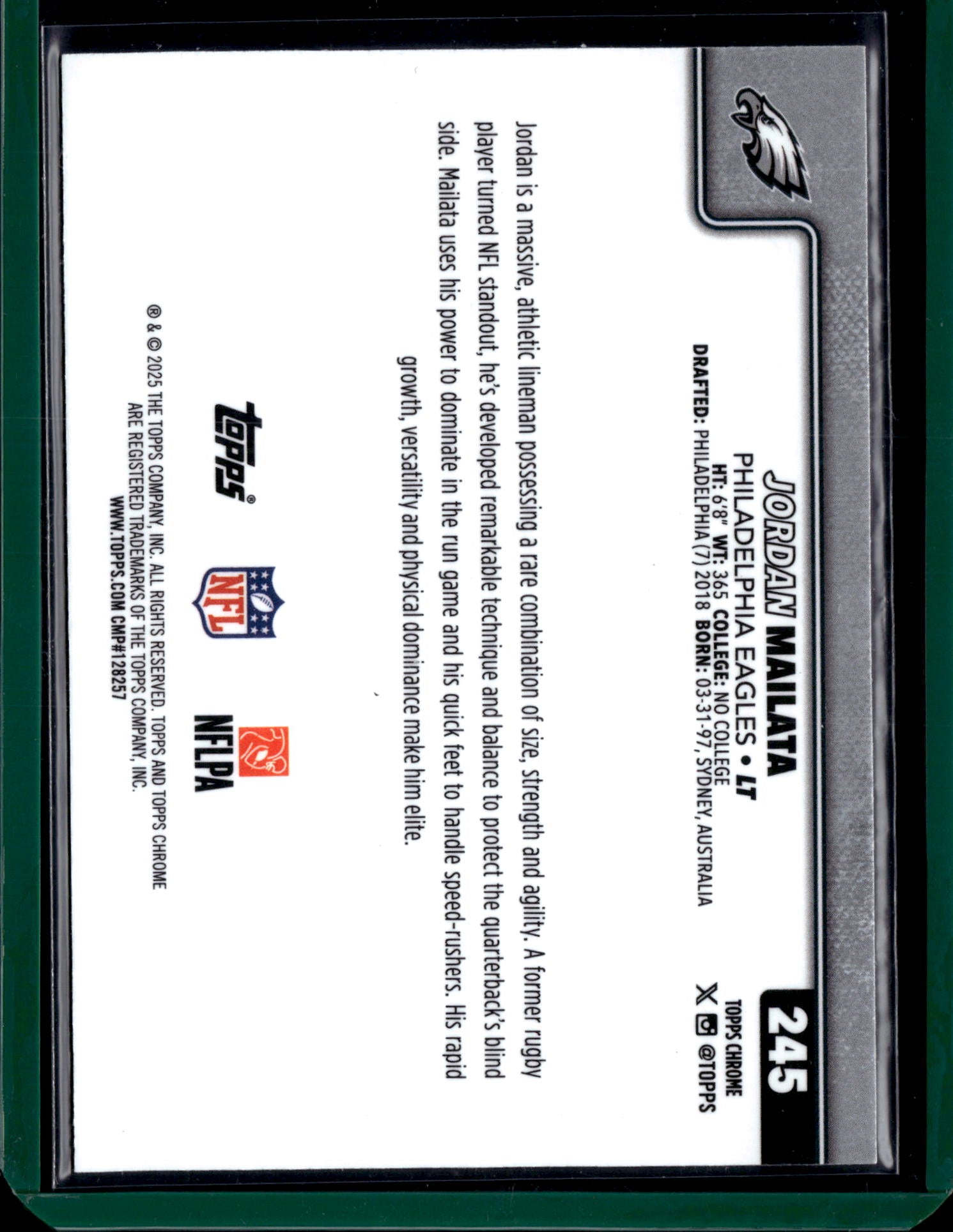 2025 Topps Chrome Football Jordan Mailata #245