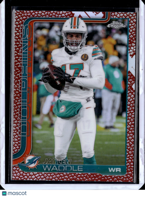 2025 Topps Chrome Football Jaylen Waddle #186 Red Lava Refractor