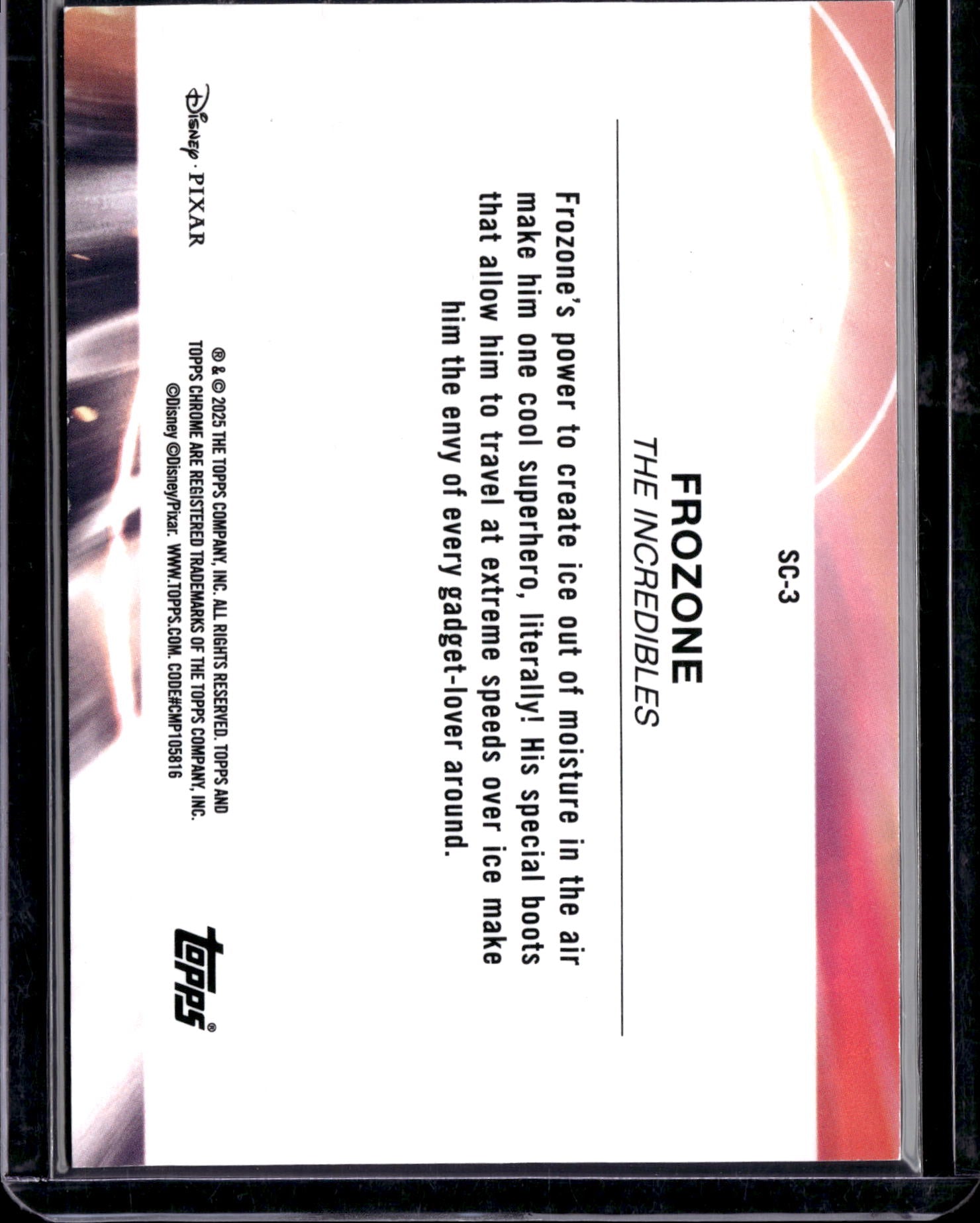 2025 Topps Chrome Disney 100 Scorched Speckle Refractor Frozone /20