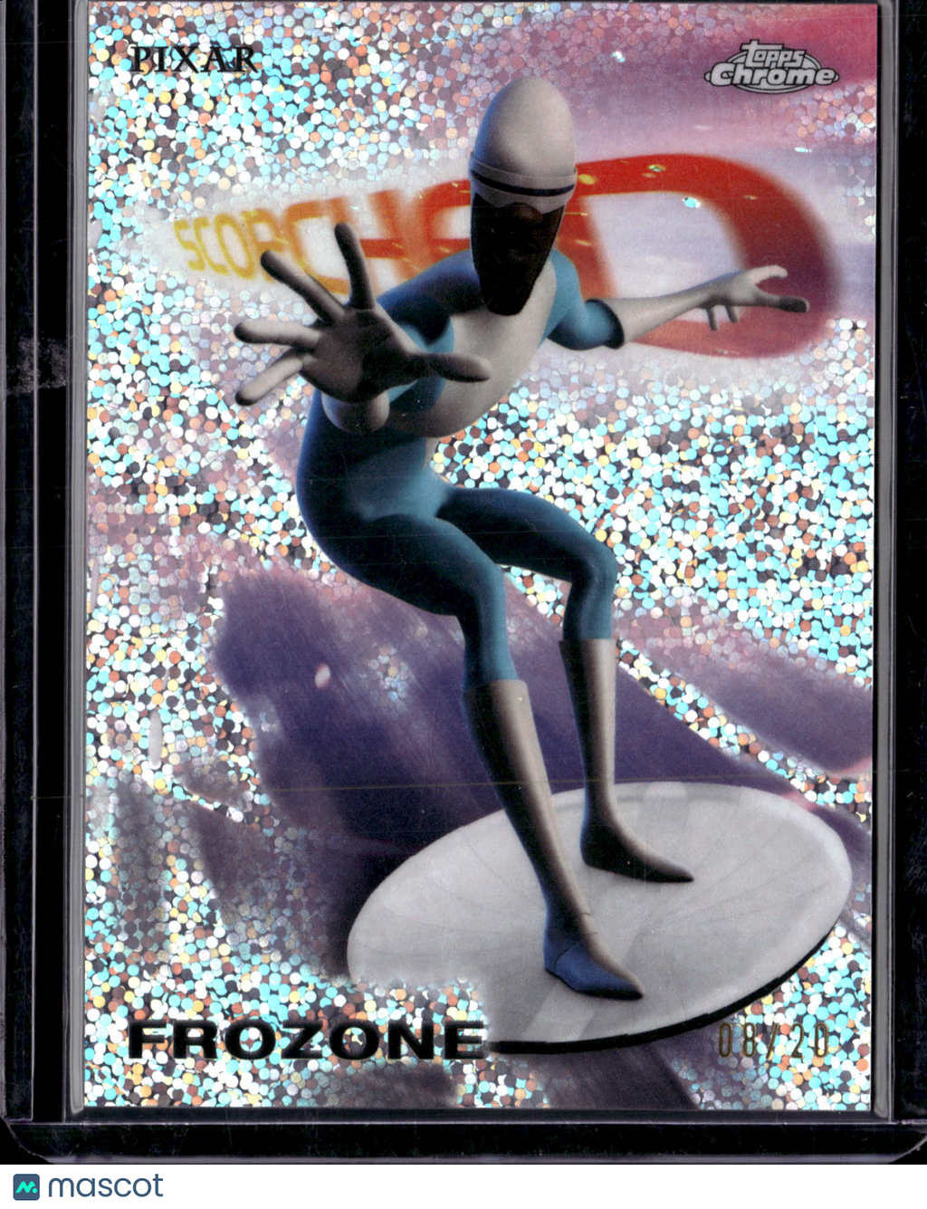 2025 Topps Chrome Disney 100 Scorched Speckle Refractor Frozone /20