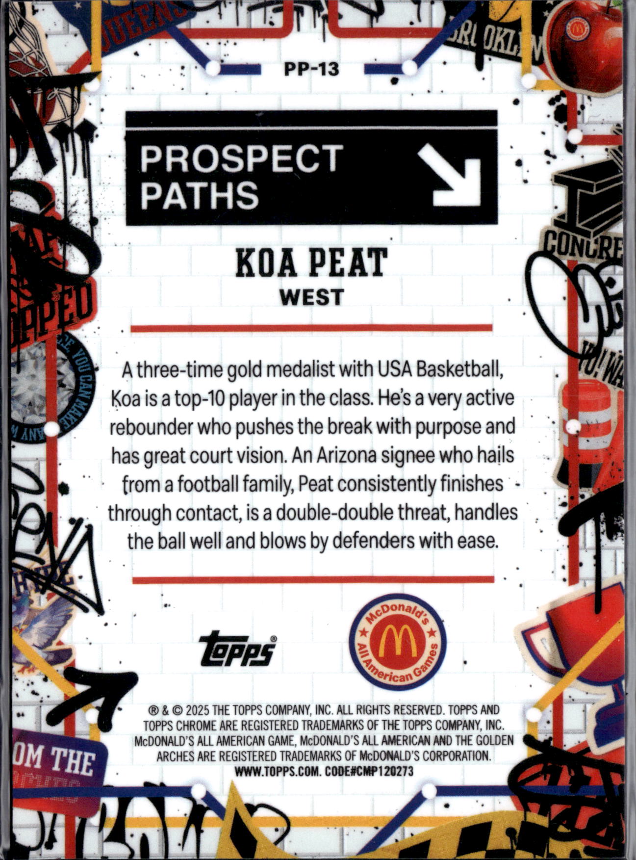 2025 Topps Chrome McDonald's All American Prospect Paths Koa Peat  Gold /50