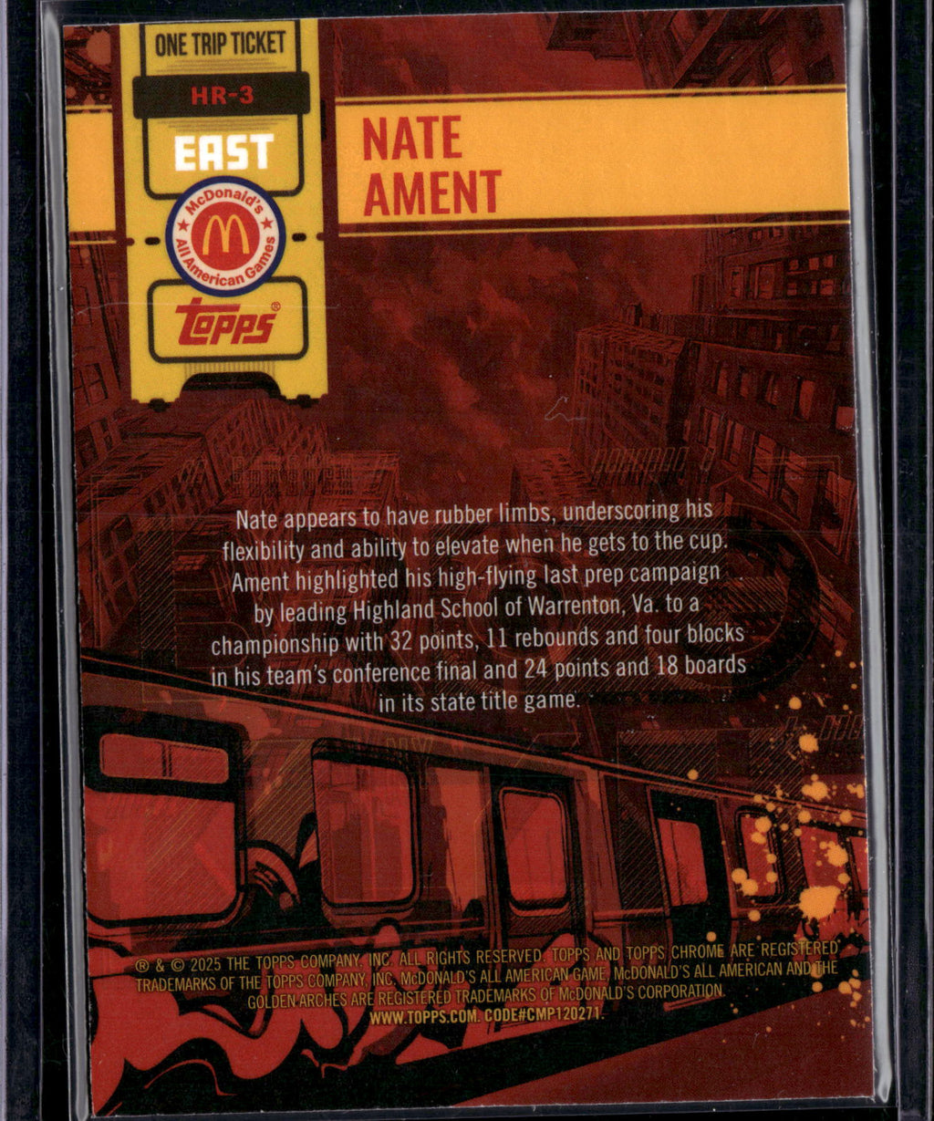 2025 Topps Chrome McDonald's All American One Trip Ticket Nate Ament #HR-3