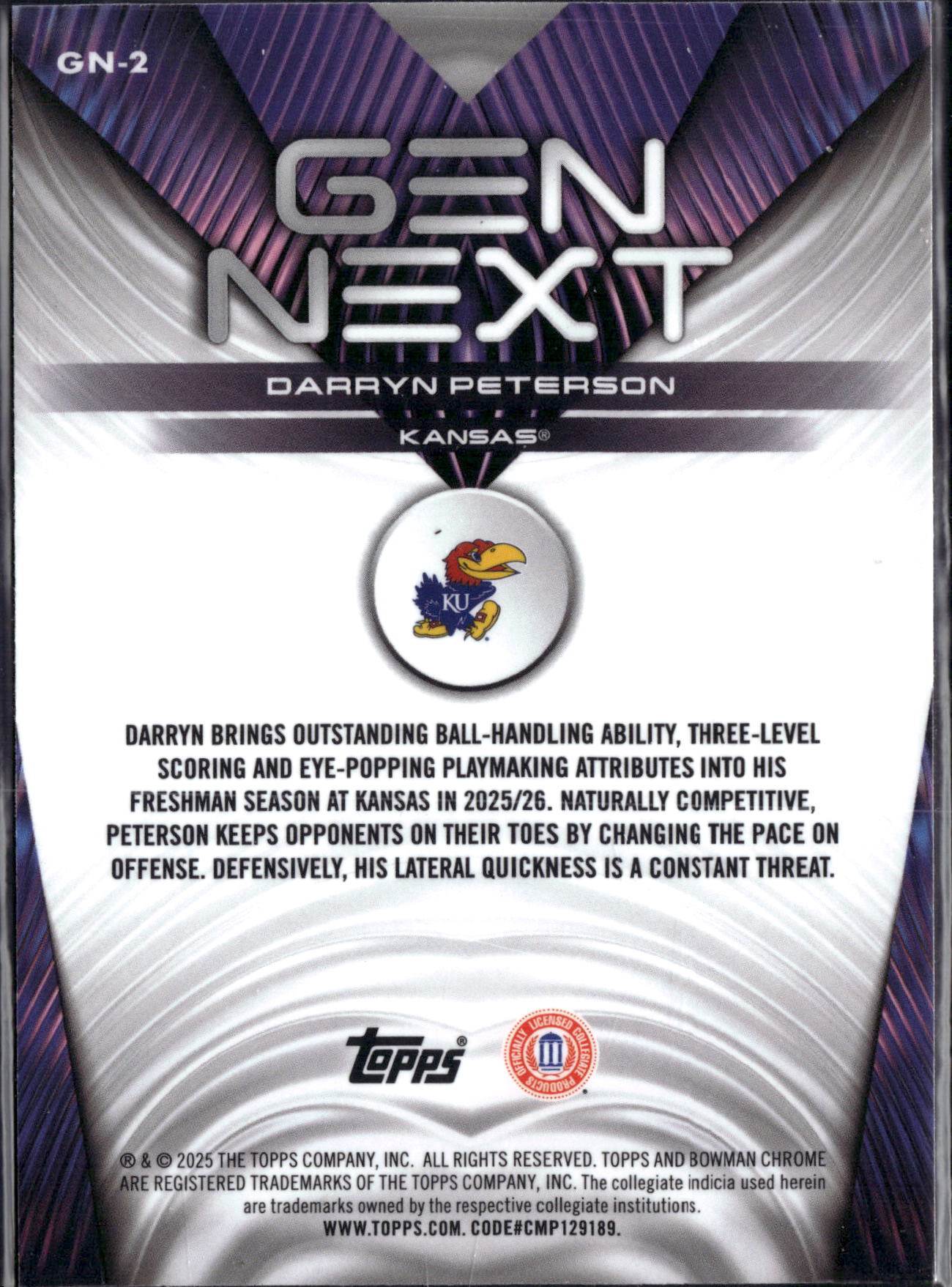 2025 Bowman Chrome Gen Next Darryn Peterson #GN-2