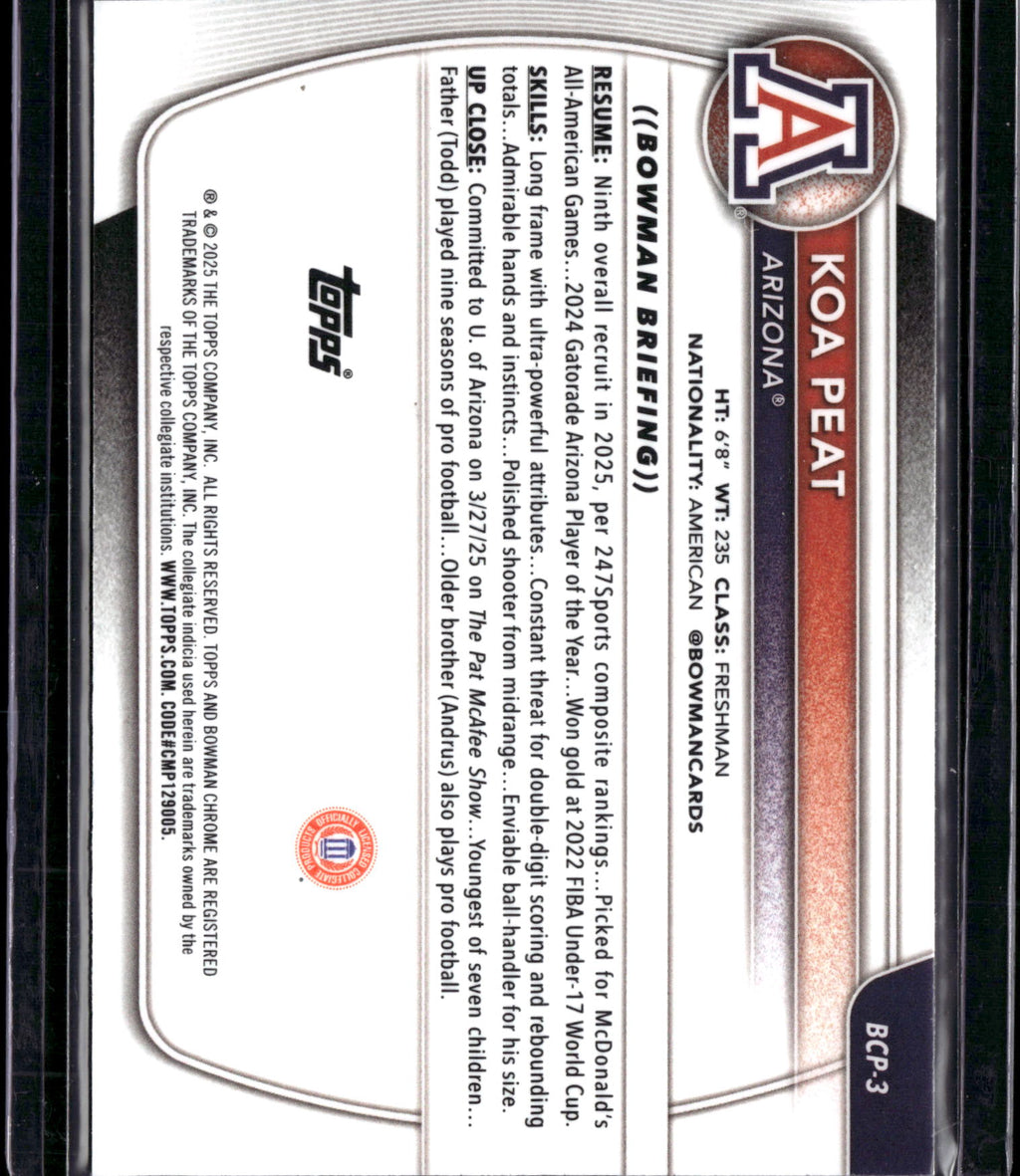2025 Bowman Chrome University Koa Peat #BCP-3