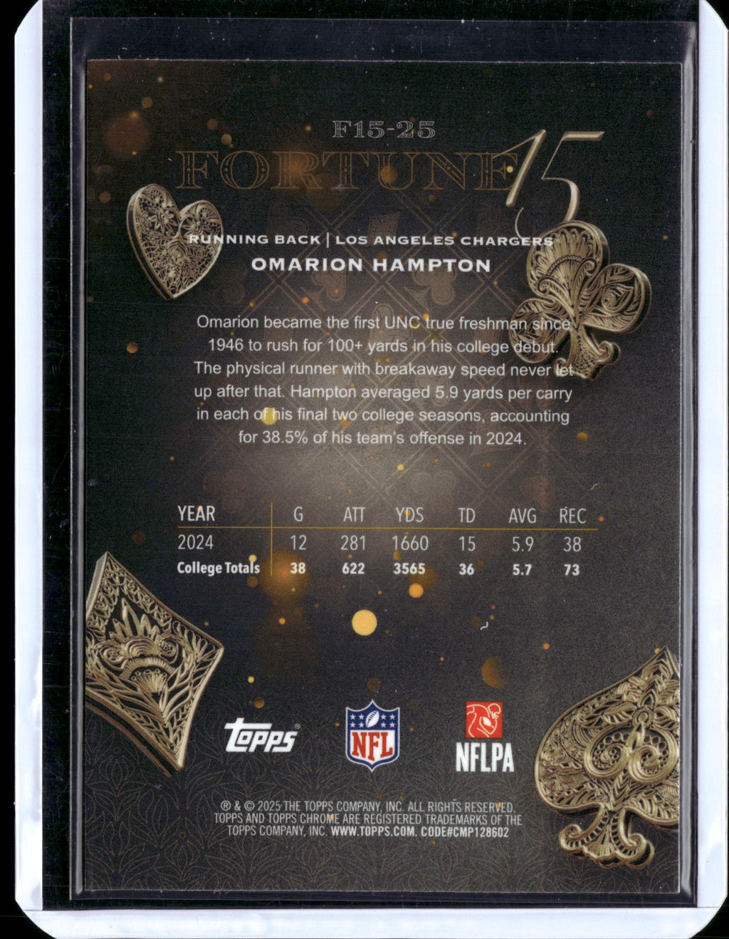 2025 Topps Chrome Fortune 15 Omarion Hampton #F15-25 RC