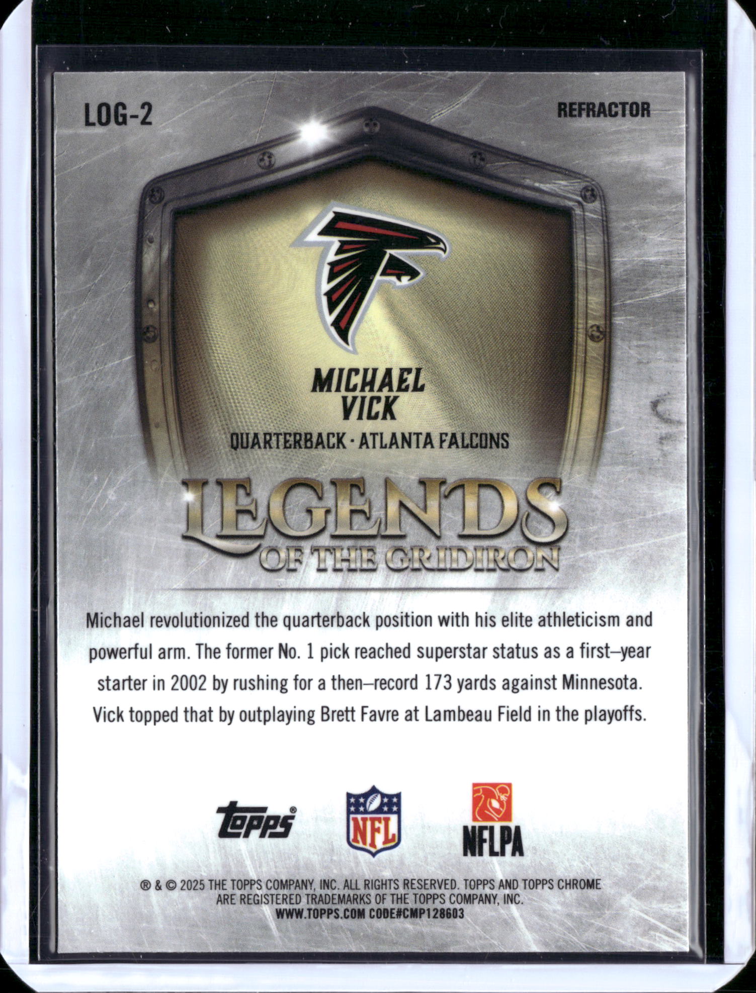 2025 Topps Chrome Legends of the Gridiron Michael Vick #LOG-2 Refractor