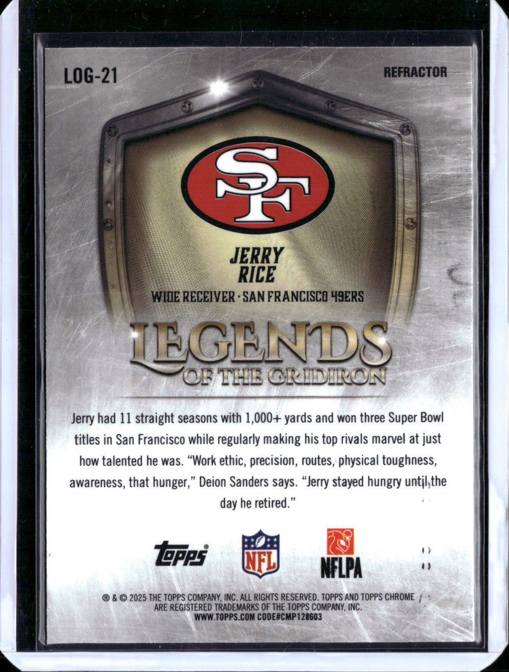 2025 Topps Chrome Legends of the Gridiron Jerry Rice #LOG-21 Refractor