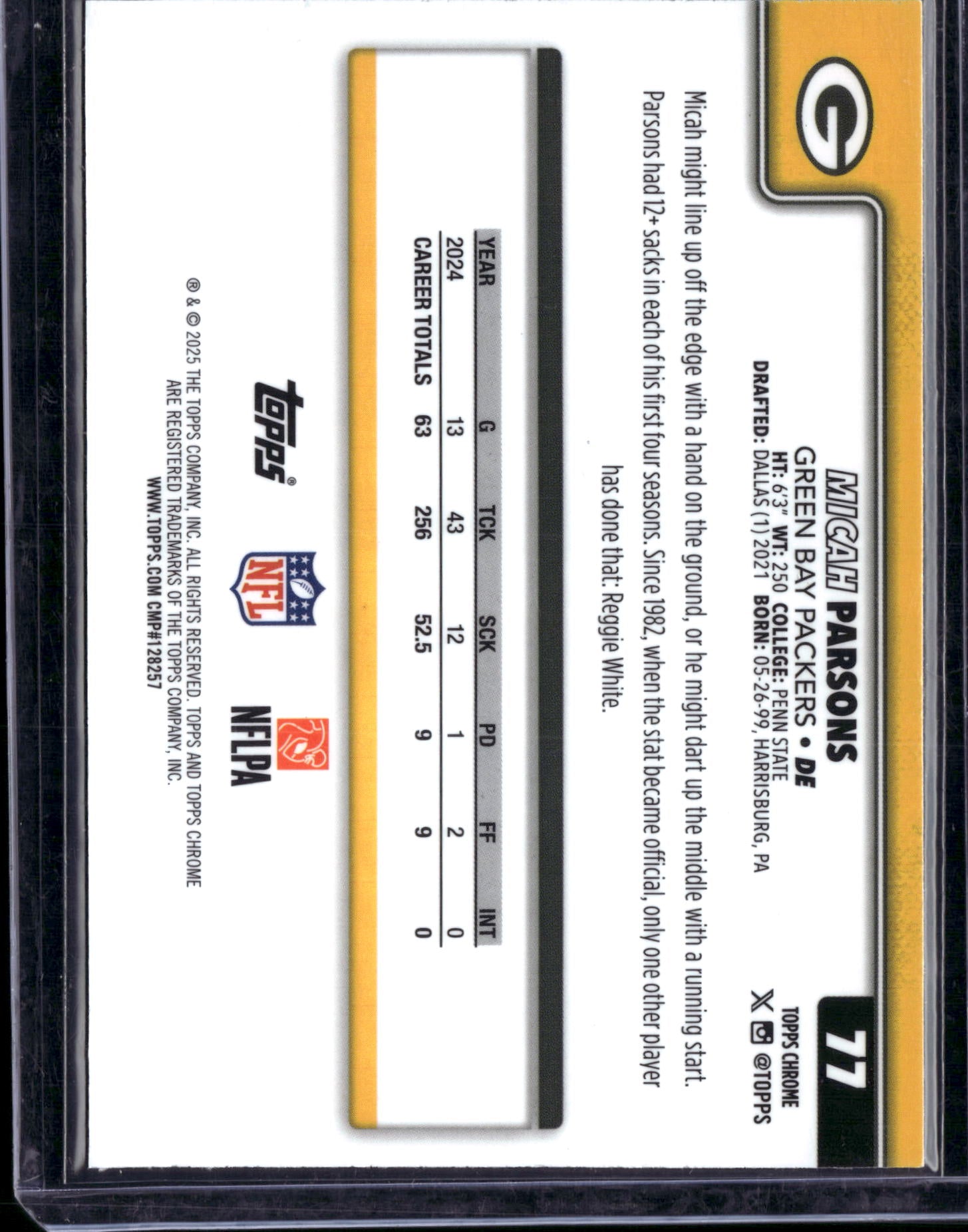 2025 Topps Chrome Micah Parsons #77