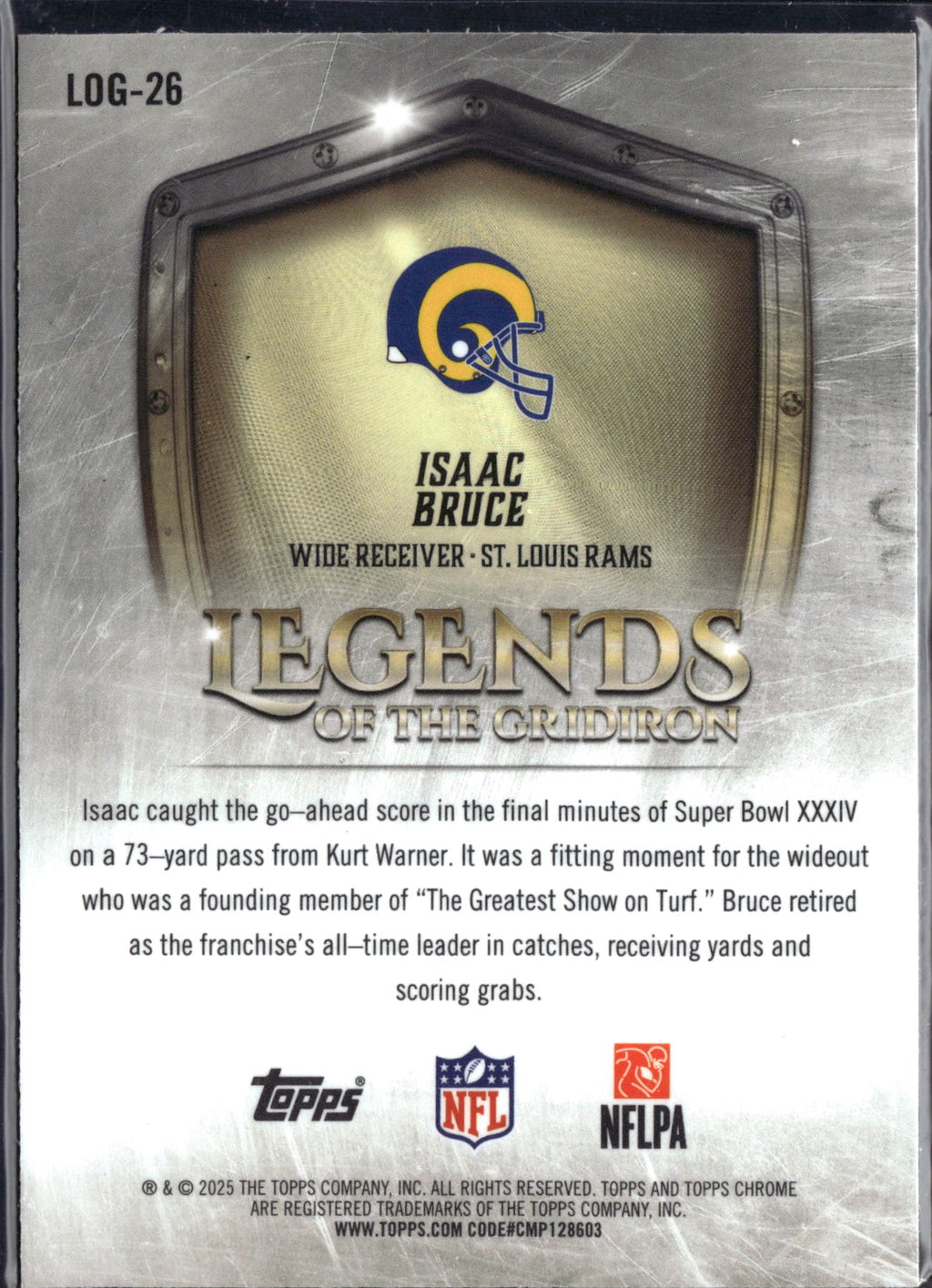 2025 Topps Chrome Legends of the Gridiron Isaac Bruce #LOG-26