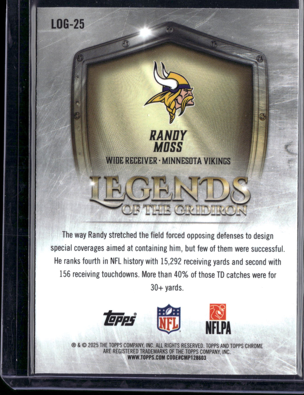 2025 Topps Chrome Legends of the Gridiron Randy Moss #LOG-25