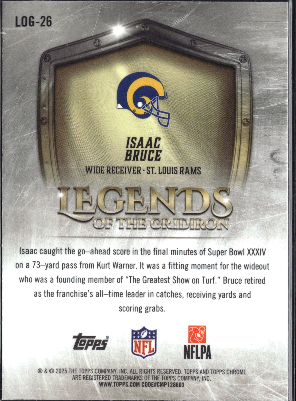 2025 Topps Chrome Legends of the Gridiron Isaac Bruce #LOG-26