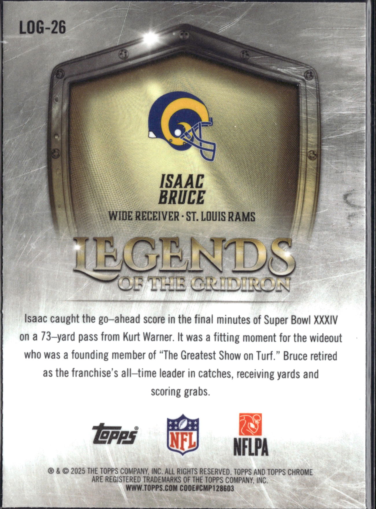 2025 Topps Chrome Legends of the Gridiron Isaac Bruce #LOG-26