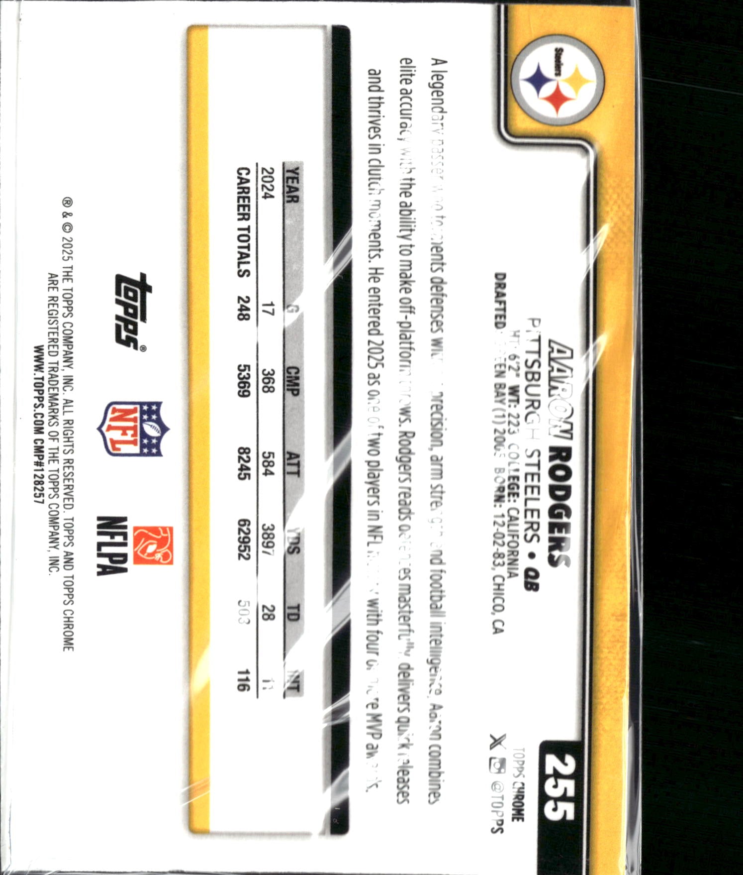 2025 Topps Chrome Aaron Rodgers #255