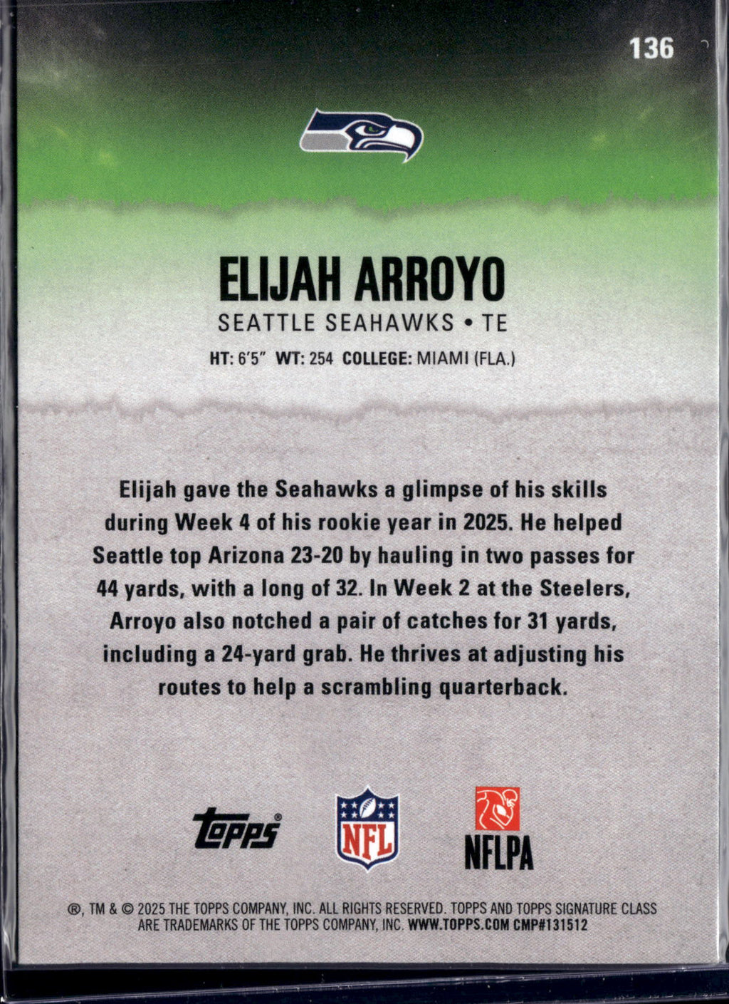 2025 Topps Signature Class Elijah Arroyo #136 RC