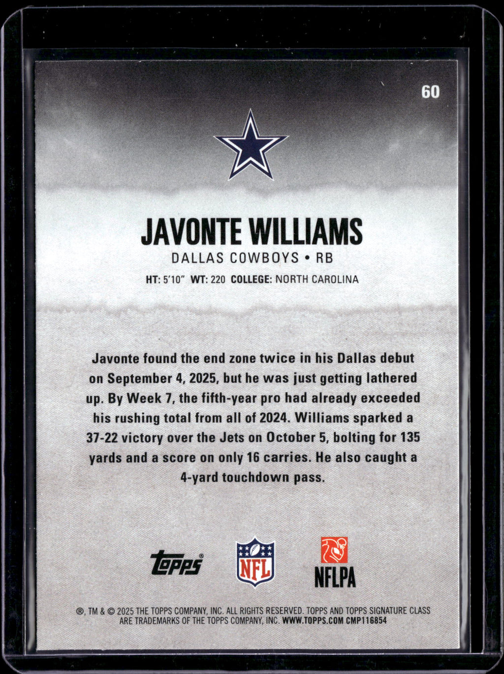 2025 Topps Signature Class Javonte Williams #60
