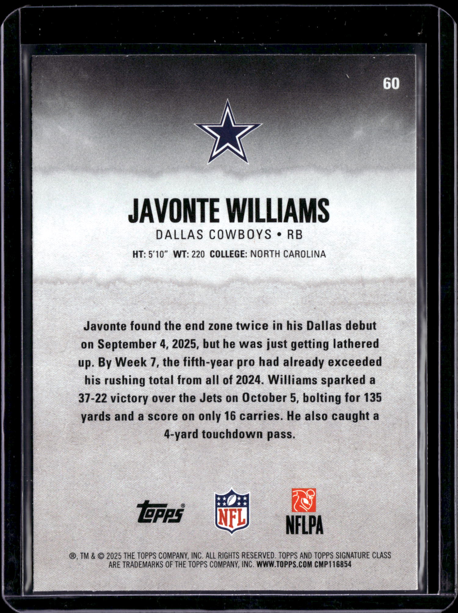 2025 Topps Signature Class Javonte Williams #60