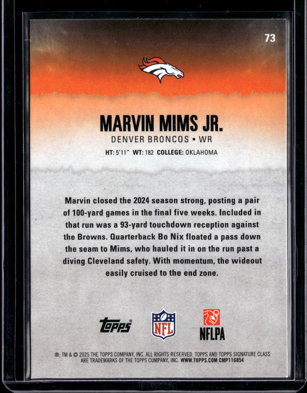 2025 Topps Signature Class Marvin Mims Jr. #73