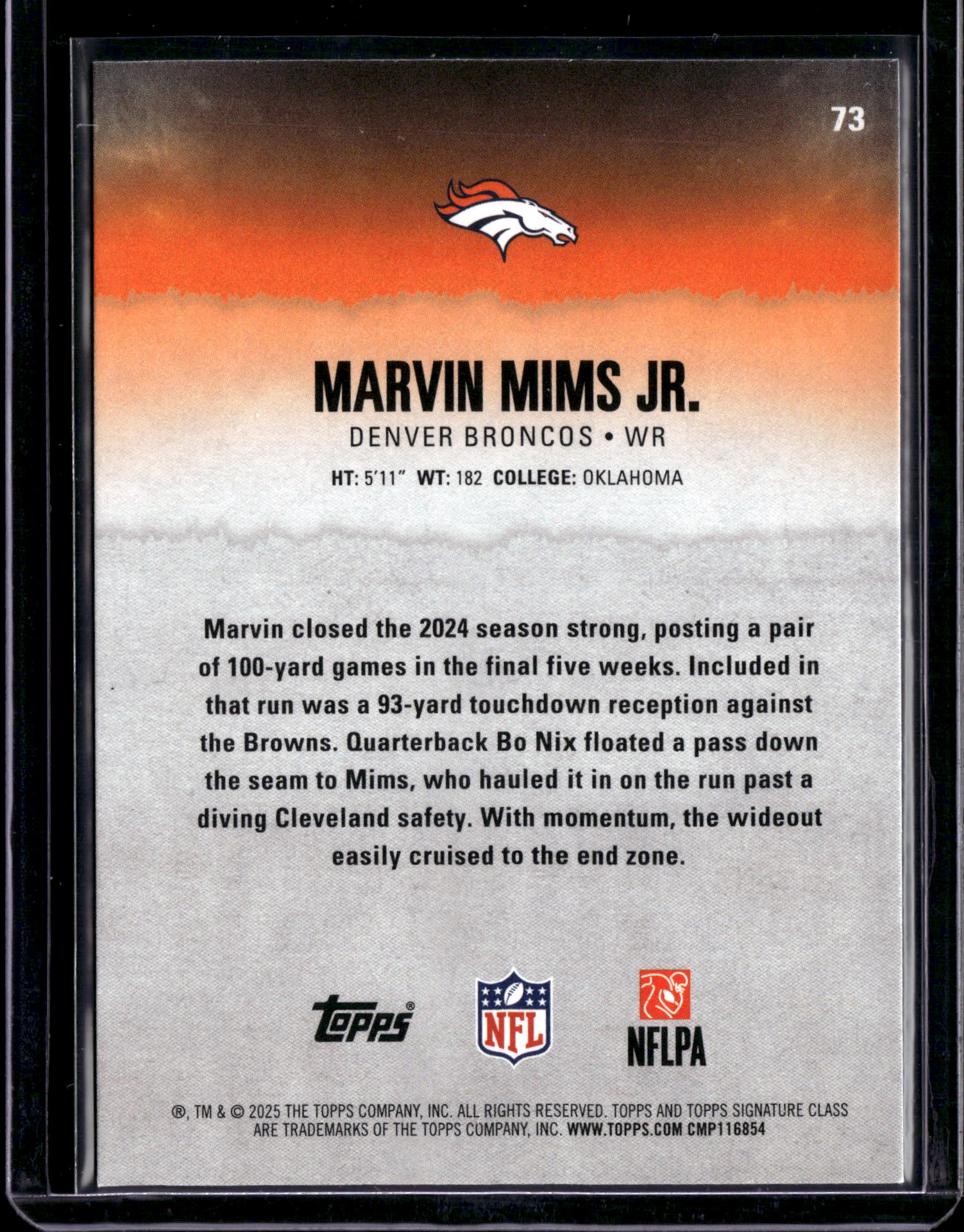 2025 Topps Signature Class Marvin Mims Jr. #73