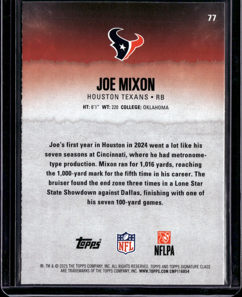 2025 Topps Signature Class Joe Mixon #77