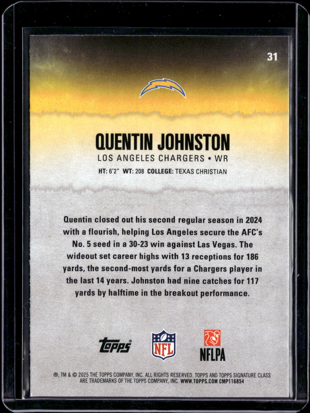 2025 Topps Signature Class Quentin Johnston #31