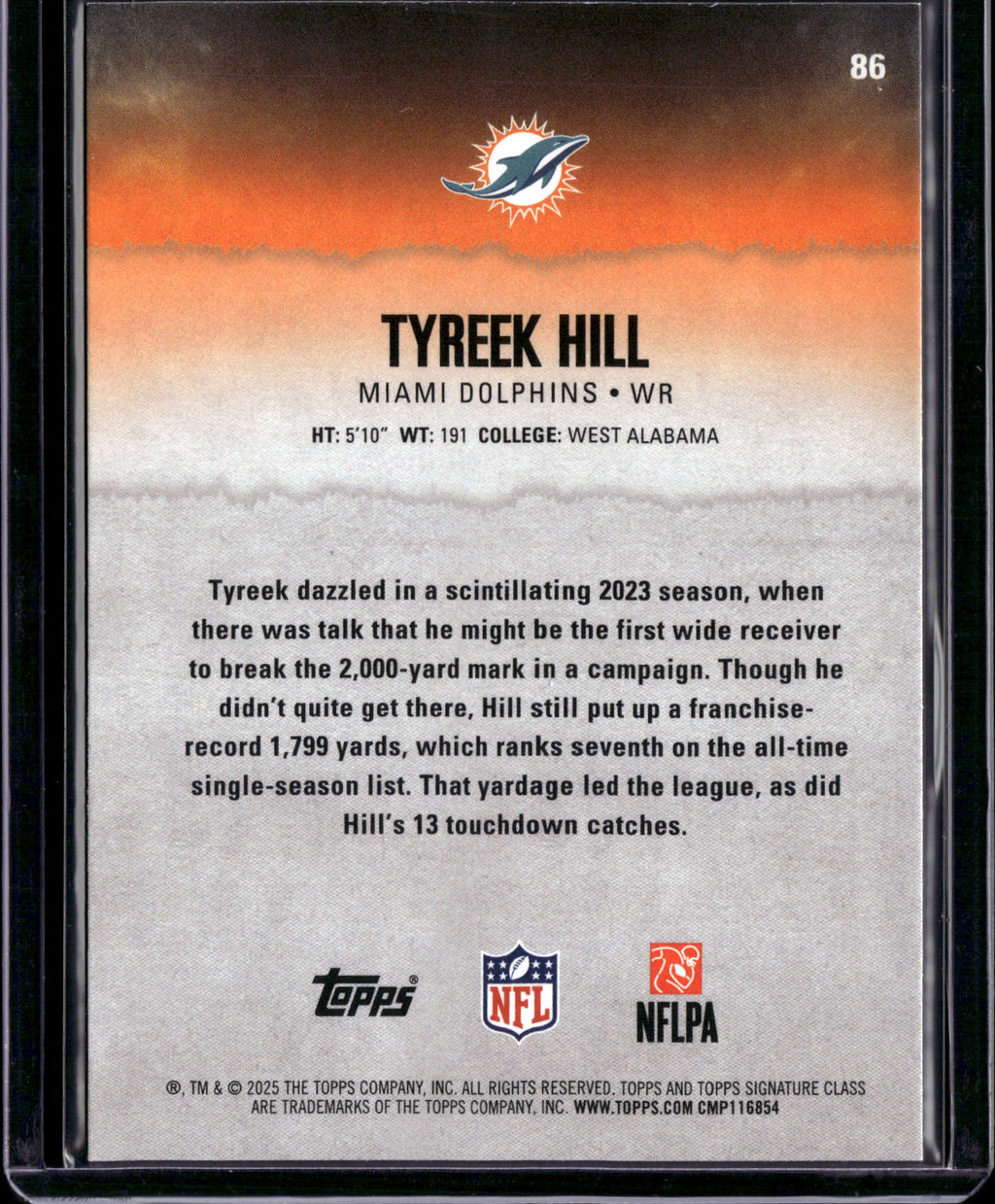 2025 Topps Signature Class Tyreek Hill #86