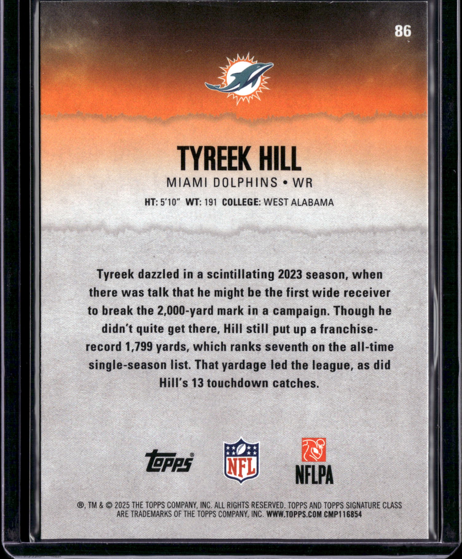 2025 Topps Signature Class Tyreek Hill #86