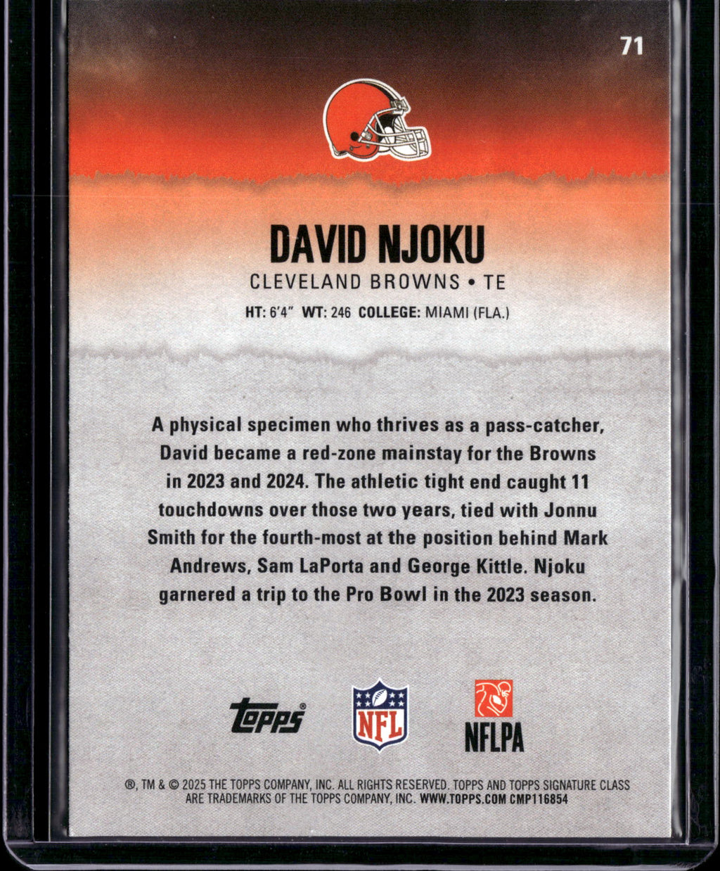 2025 Topps Signature Class David Njoku #71