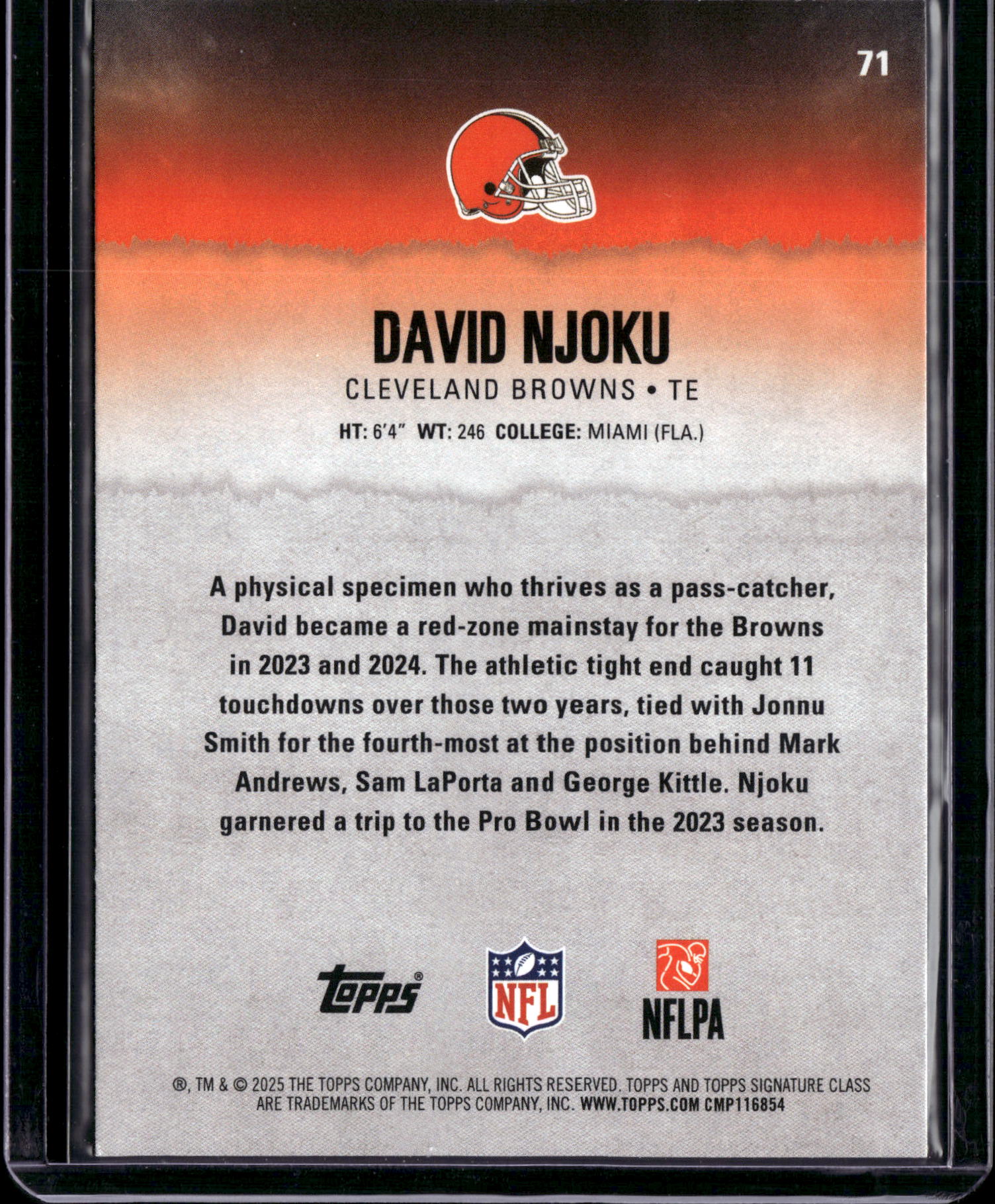 2025 Topps Signature Class David Njoku #71