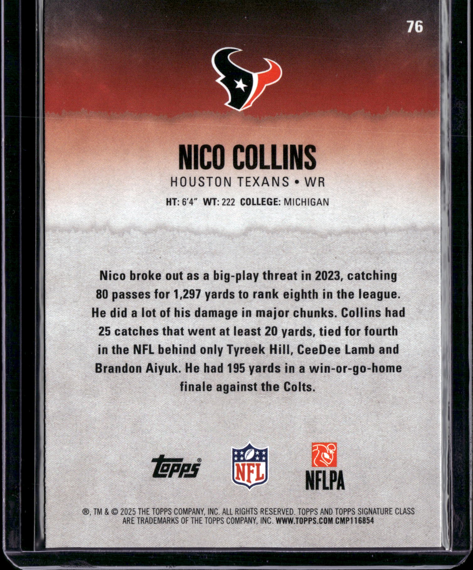 2025 Topps Signature Class Nico Collins #76