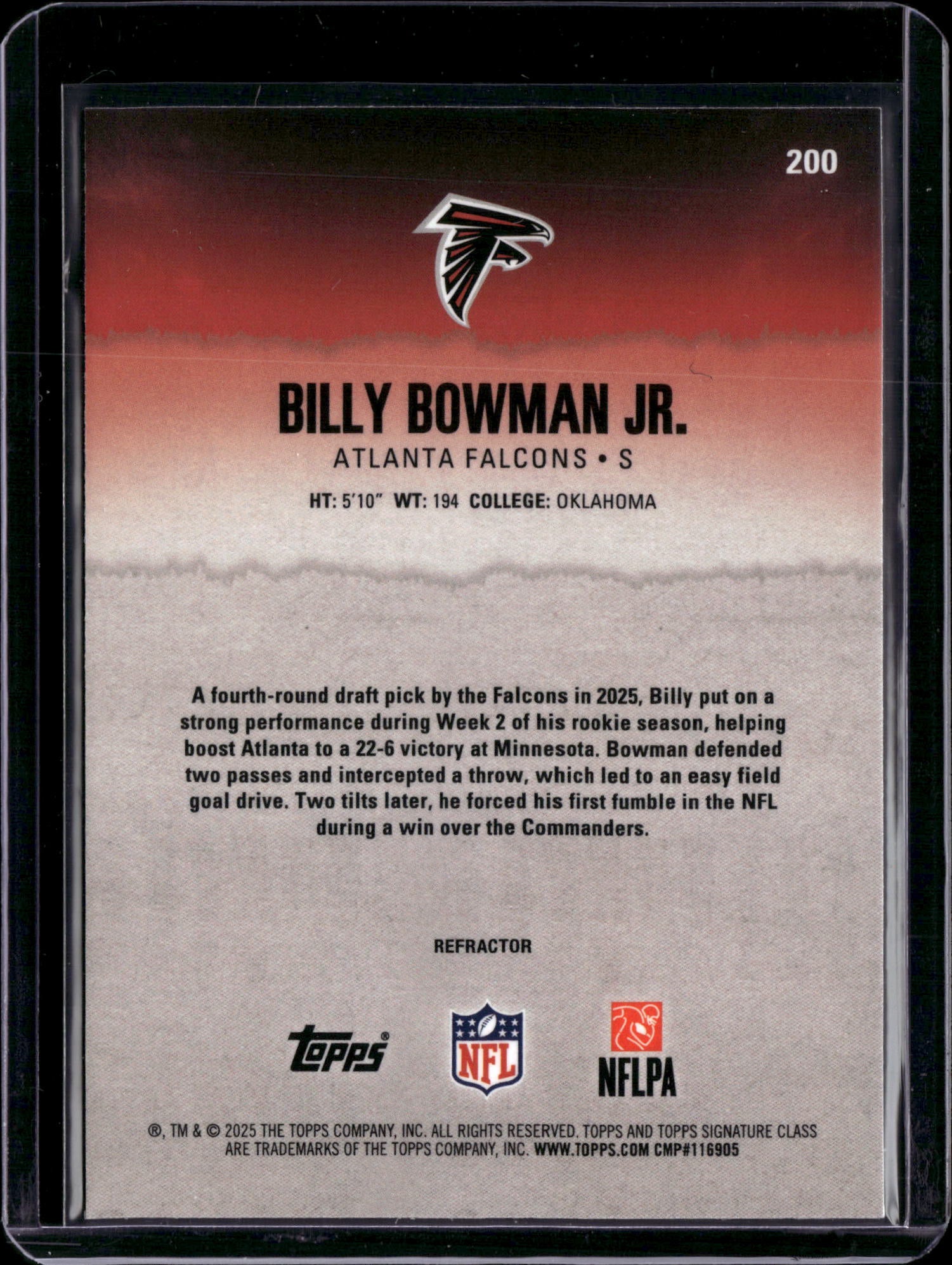 2025 Topps Signature Class Billy Bowman Jr. #200 Refractor RC
