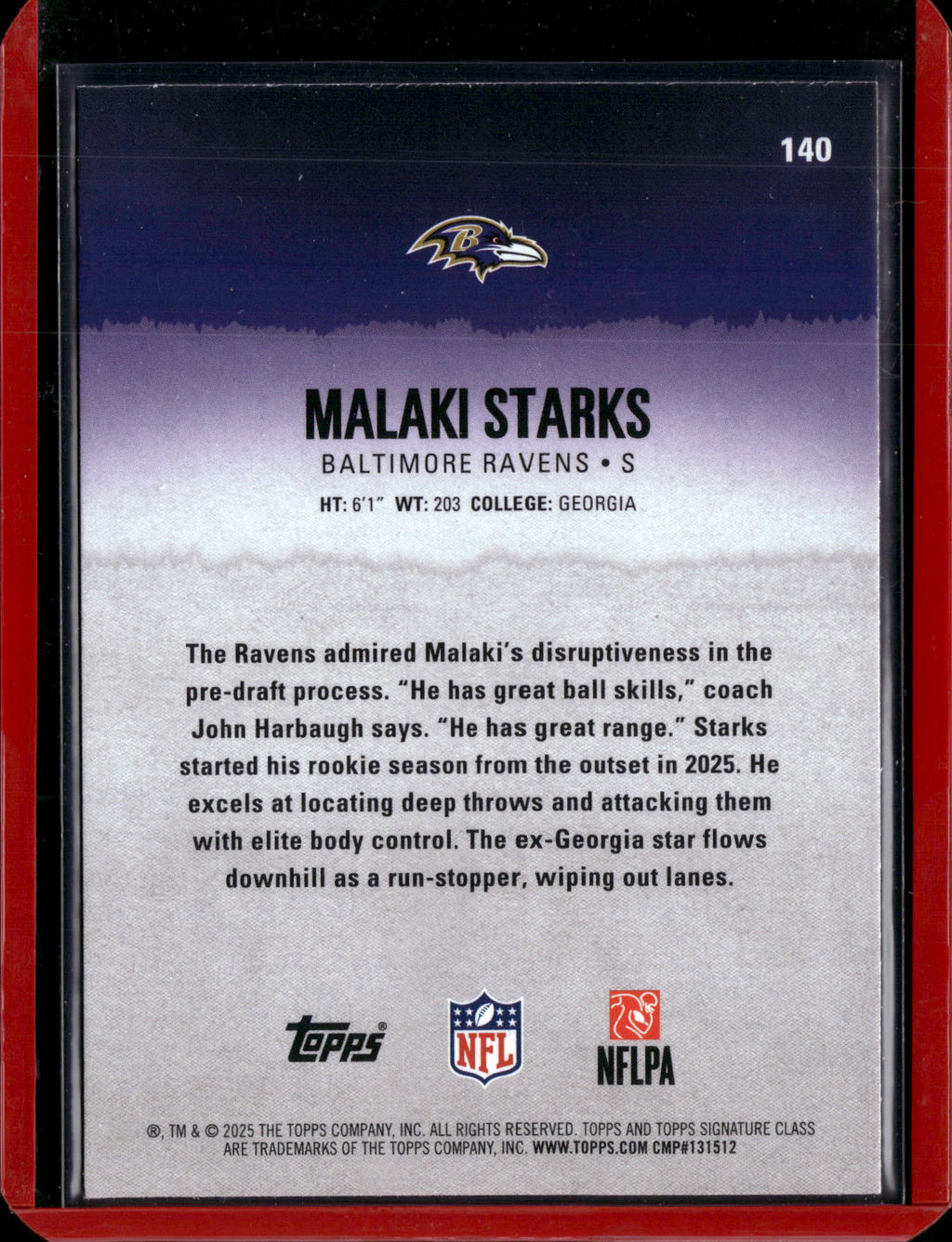 2025 Topps Signature Class Malaki Starks #140 RC