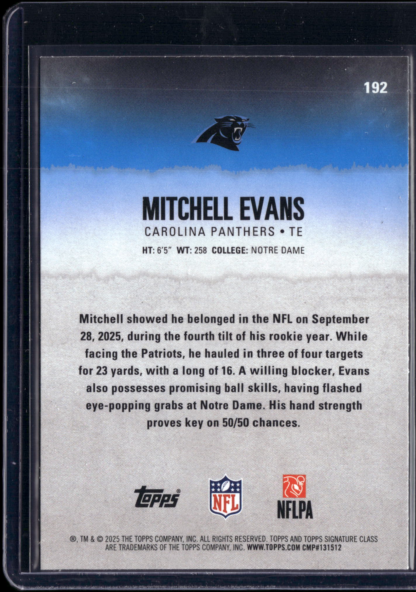 2025 Topps Signature Class Mitchell Evans #192 /50 RC