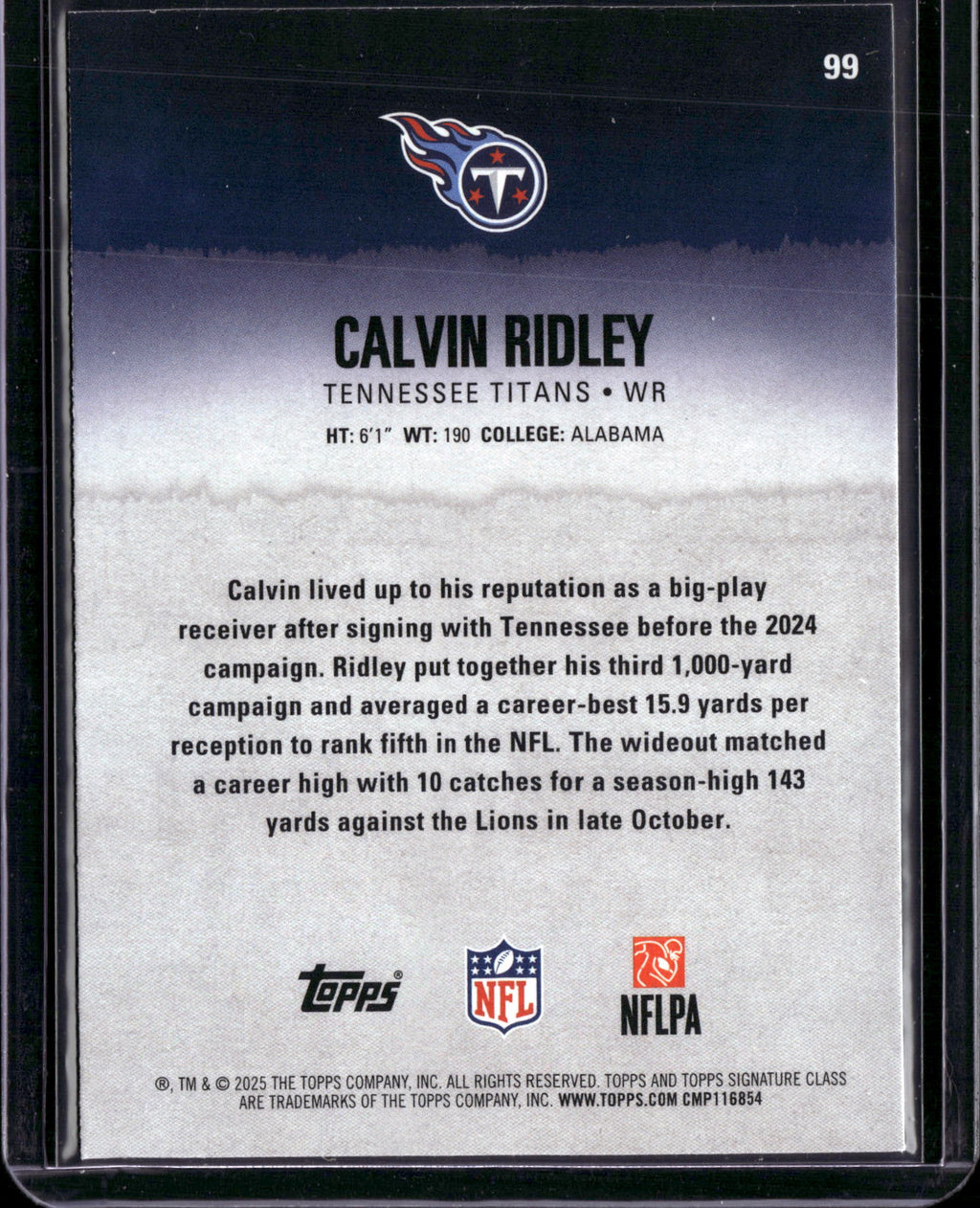 2025 Topps Signature Class Calvin Ridley #99