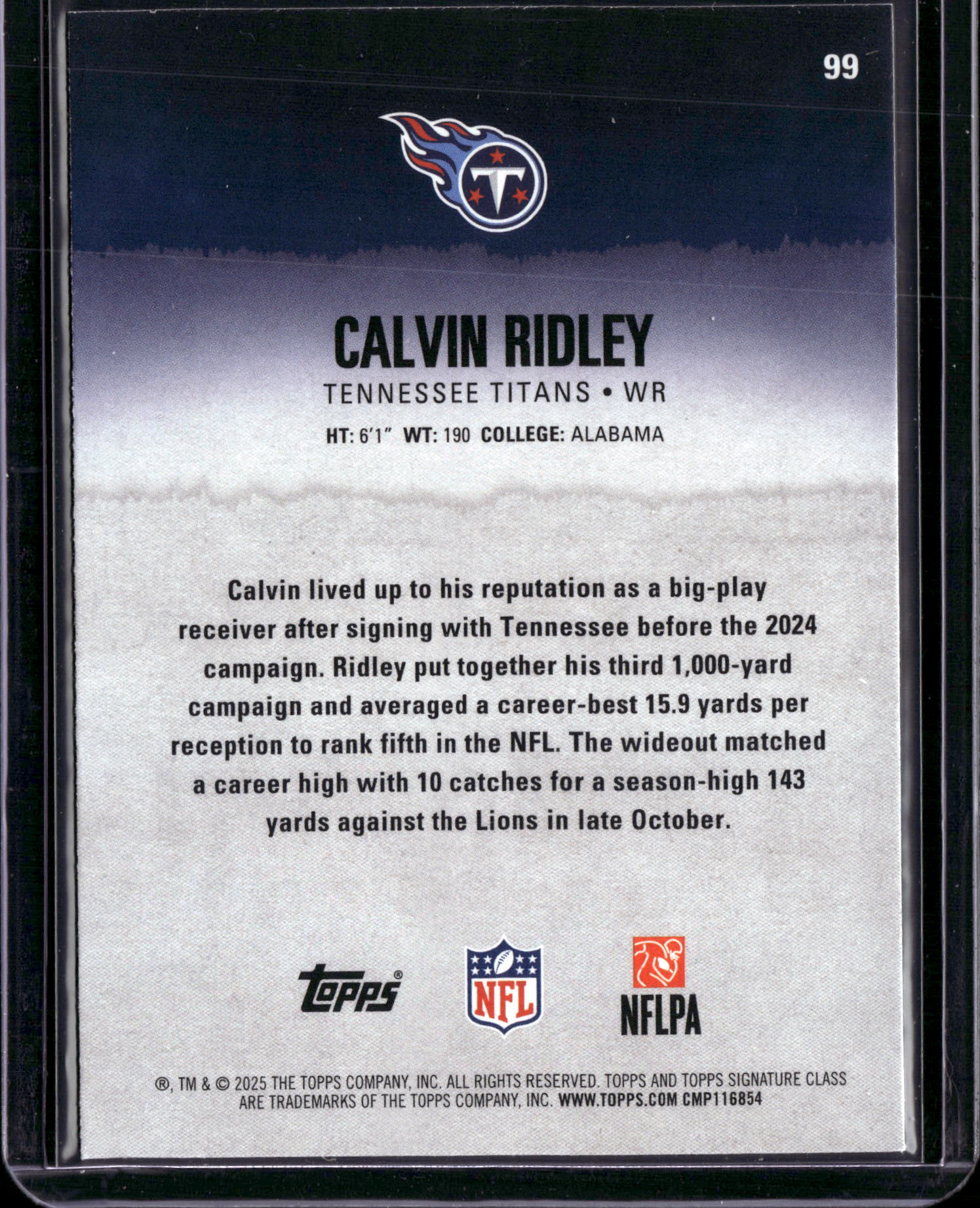 2025 Topps Signature Class Calvin Ridley #99