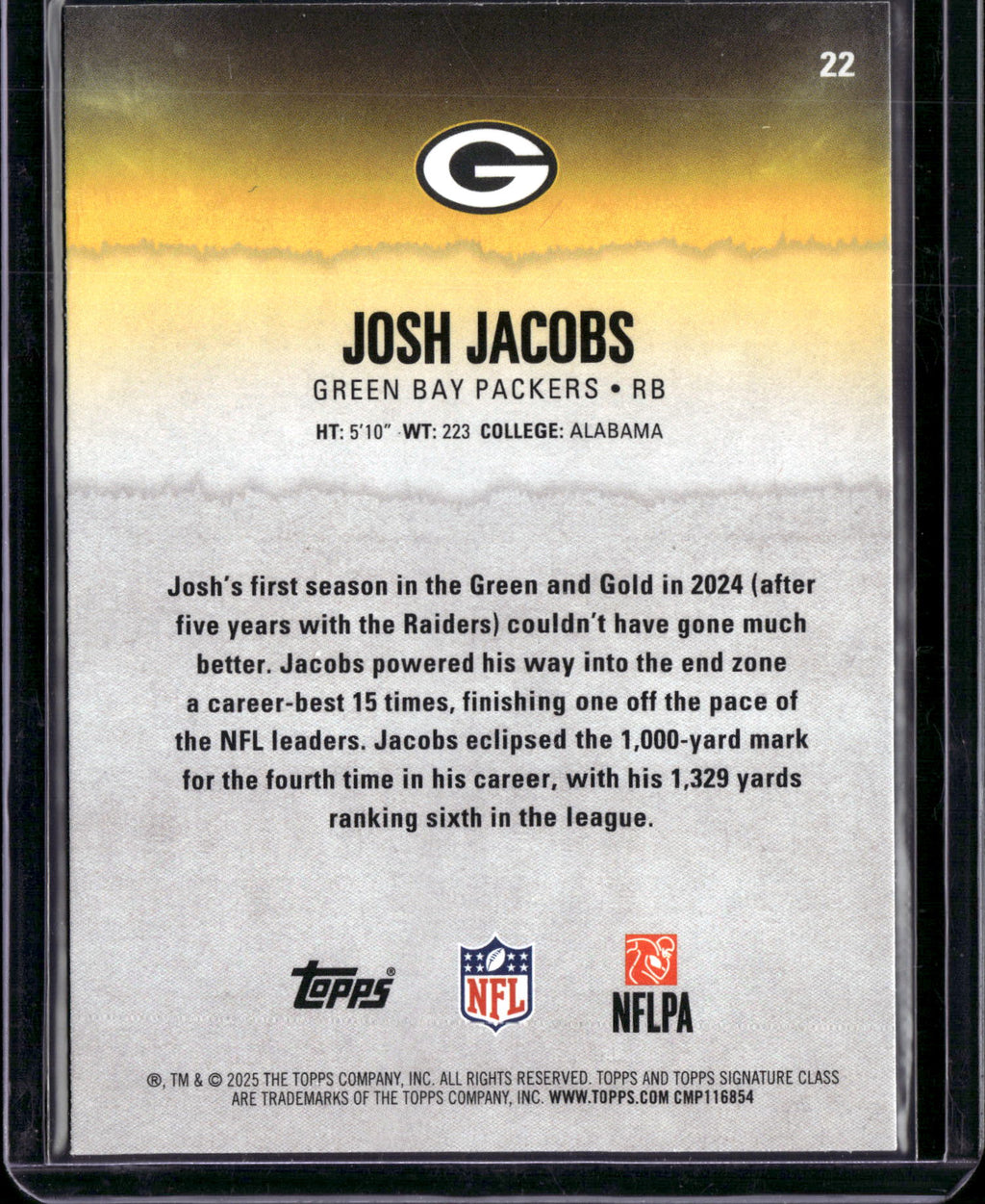 2025 Topps Signature Class Josh Jacobs #22