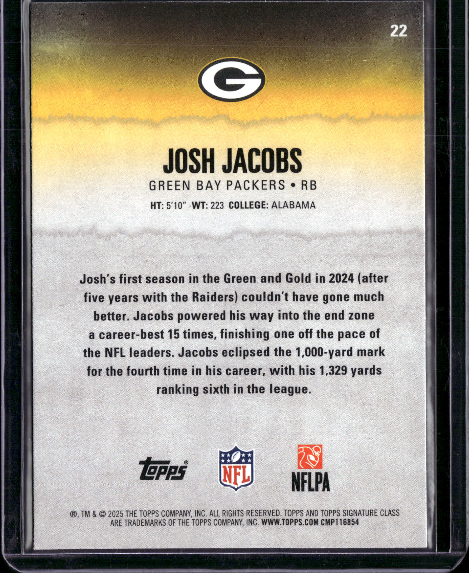 2025 Topps Signature Class Josh Jacobs #22