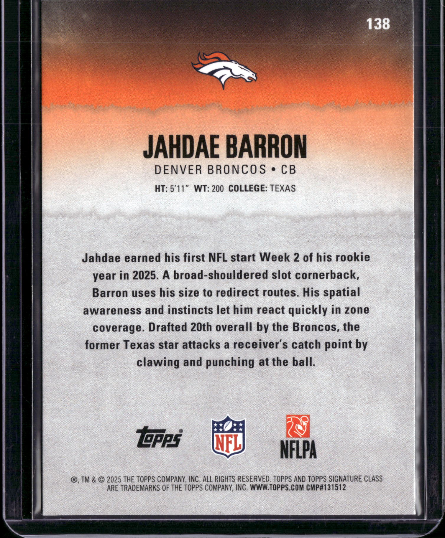 2025 Topps Signature Class Jahdae Barron #138 RC