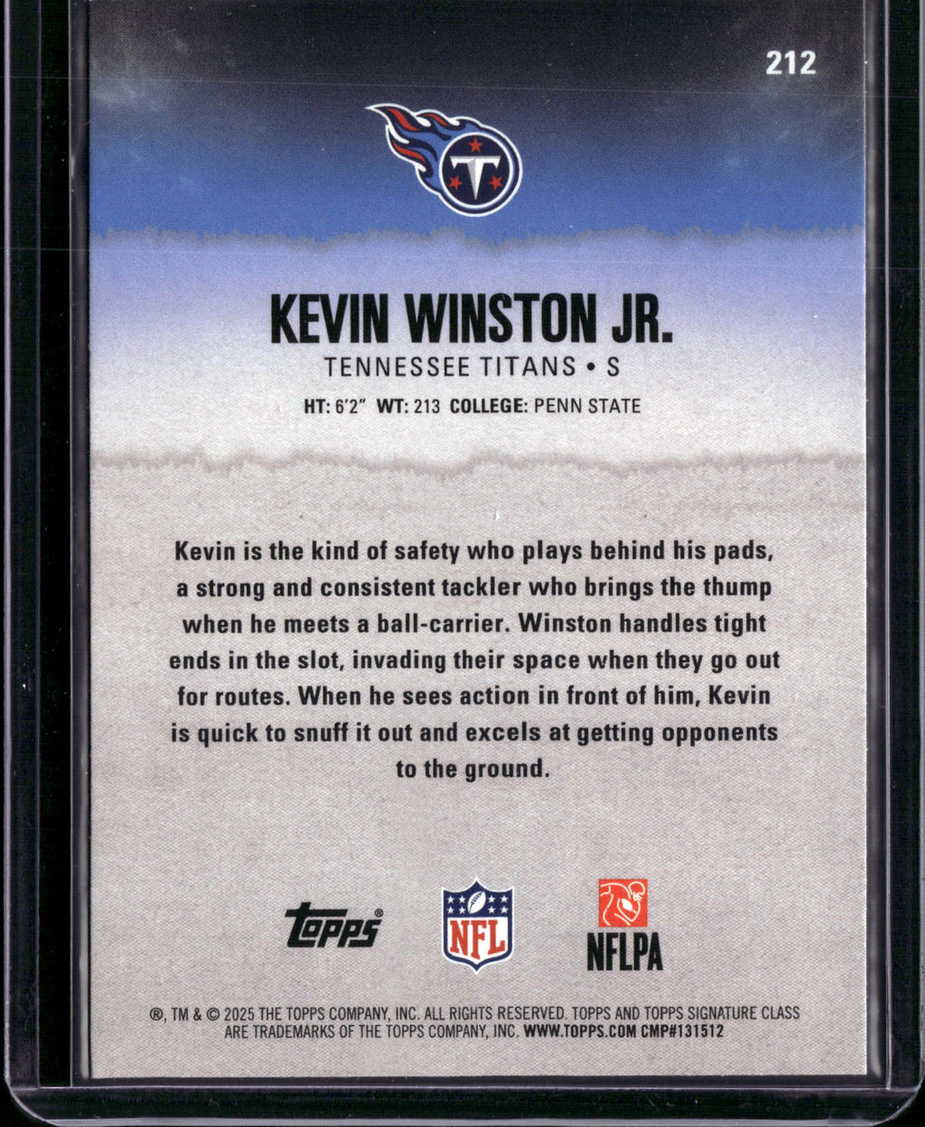2025 Topps Signature Class Kevin Winston Jr. #212 RC