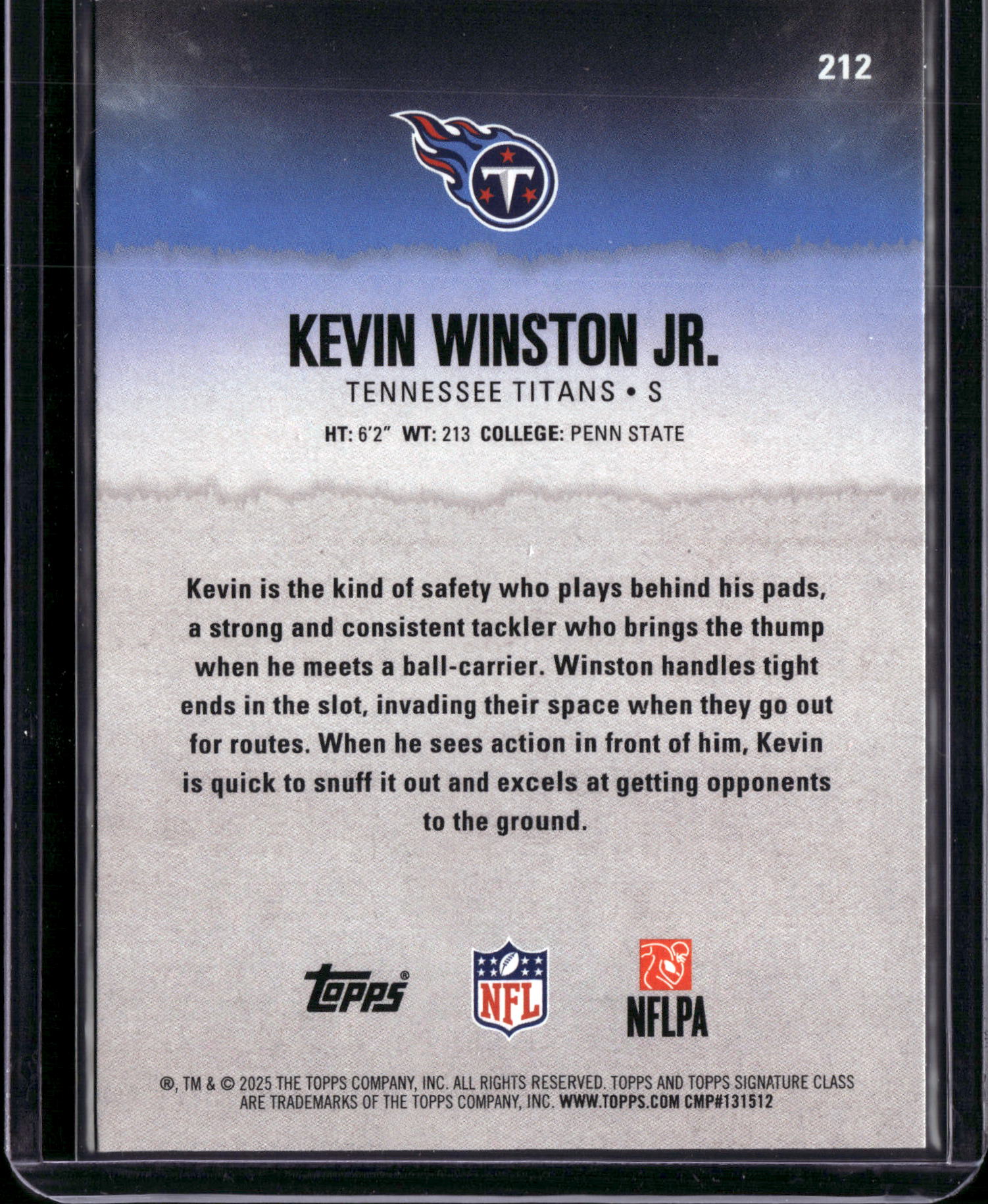 2025 Topps Signature Class Kevin Winston Jr. #212 RC