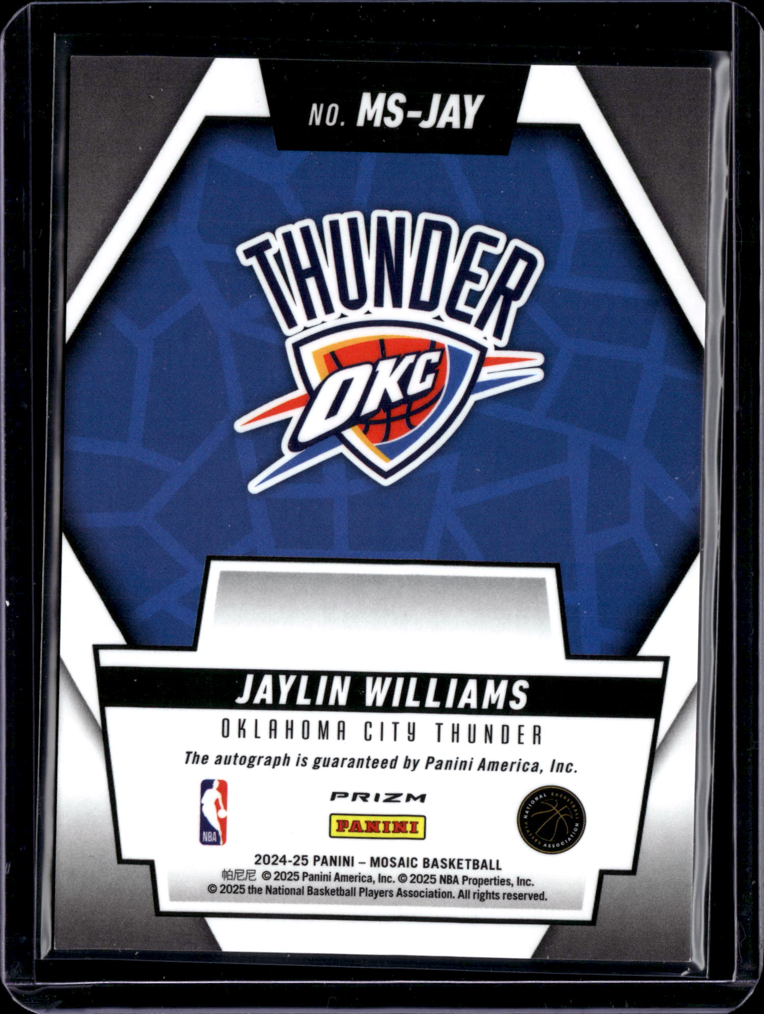 2025 Panini Mosaic Scripts Jaylin Williams #MS-JAY