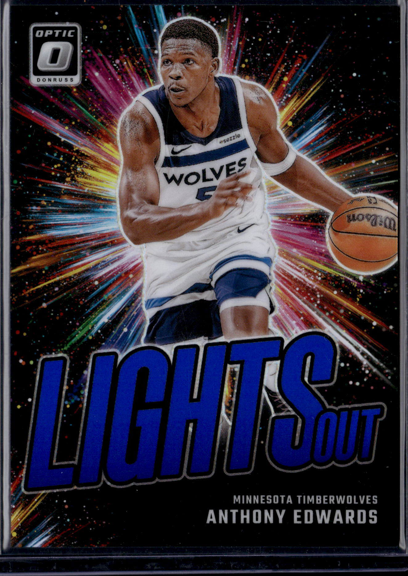 2025 Panini Donruss Optic Prizm Lights Out Anthony Edwards #15 /49